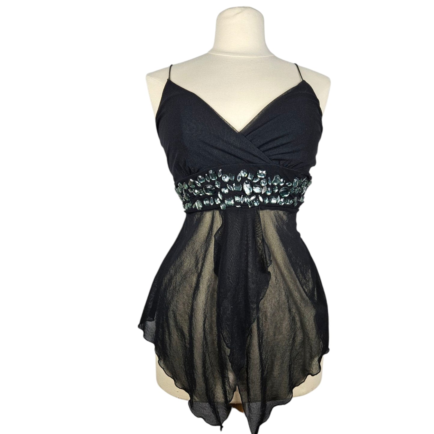 Top asymétrique brodé de pierres