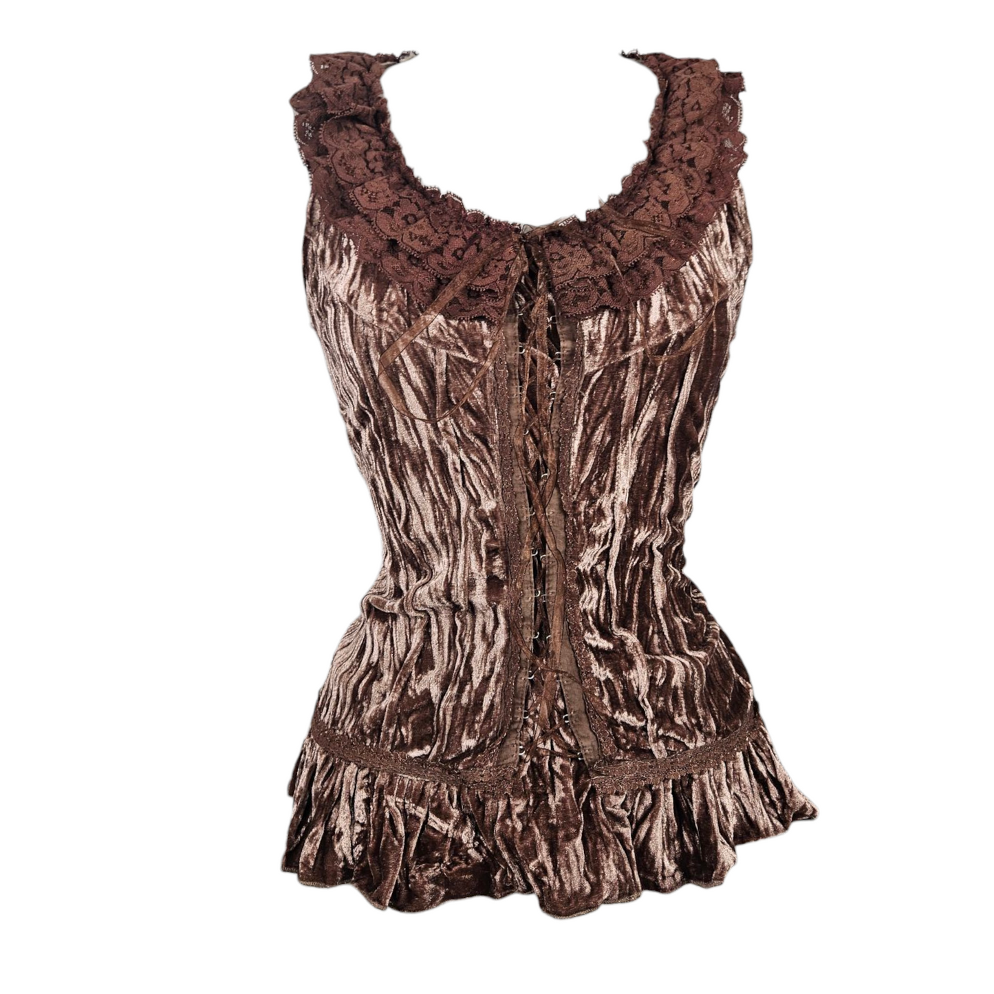Corset-style top in velvet