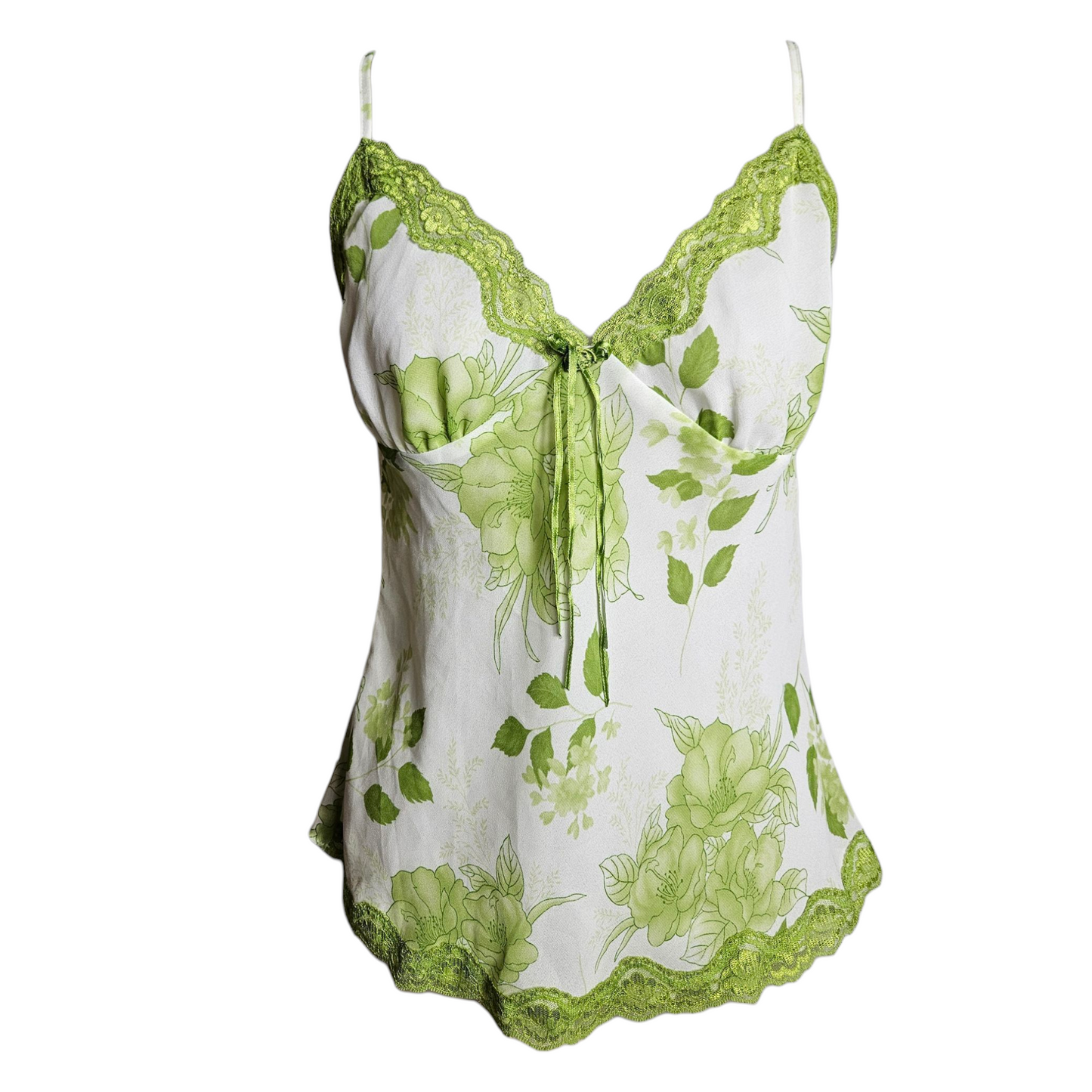 Haut en voile fleuri vert et blanc
