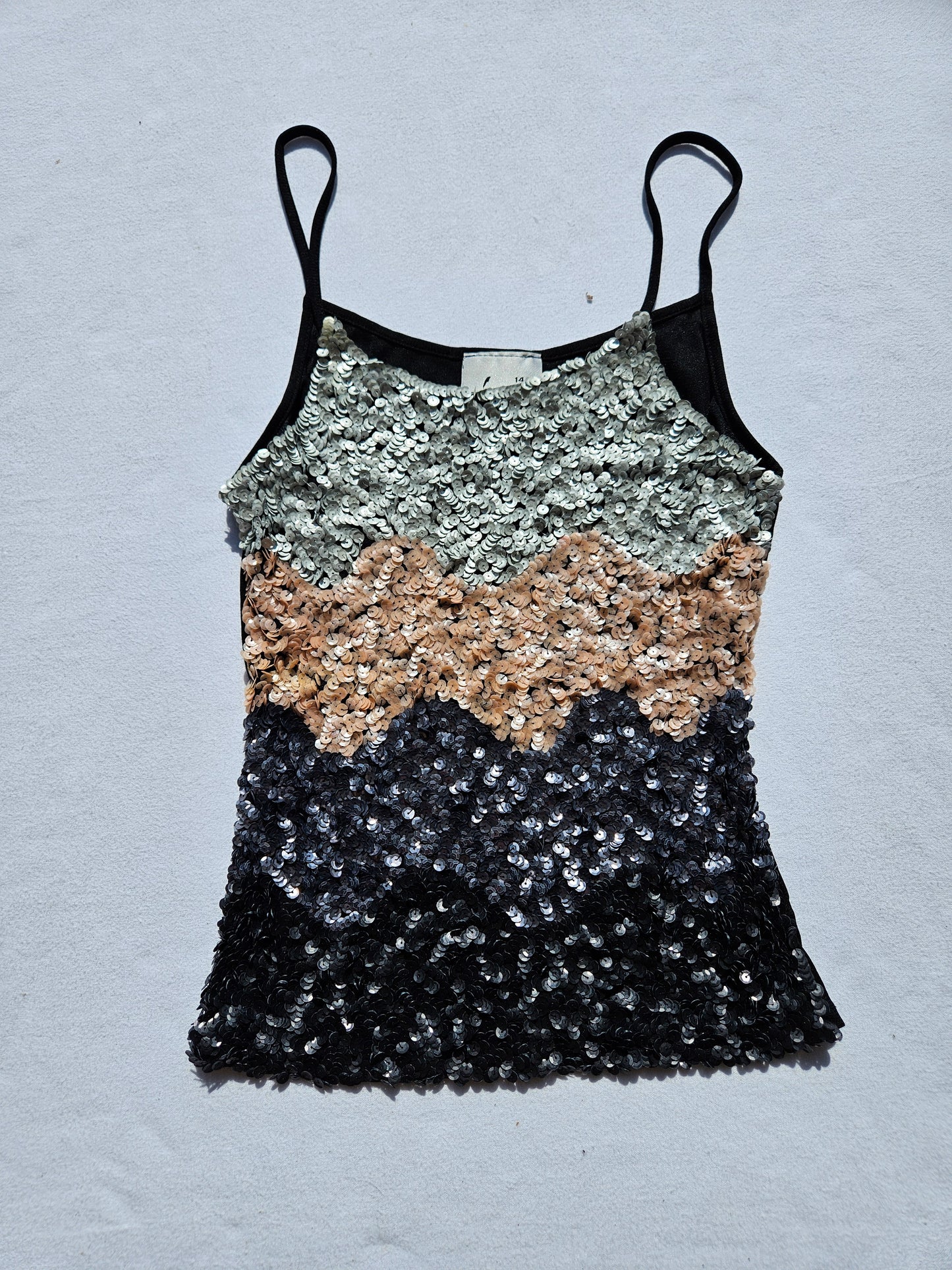 Tricolor sequin tank top