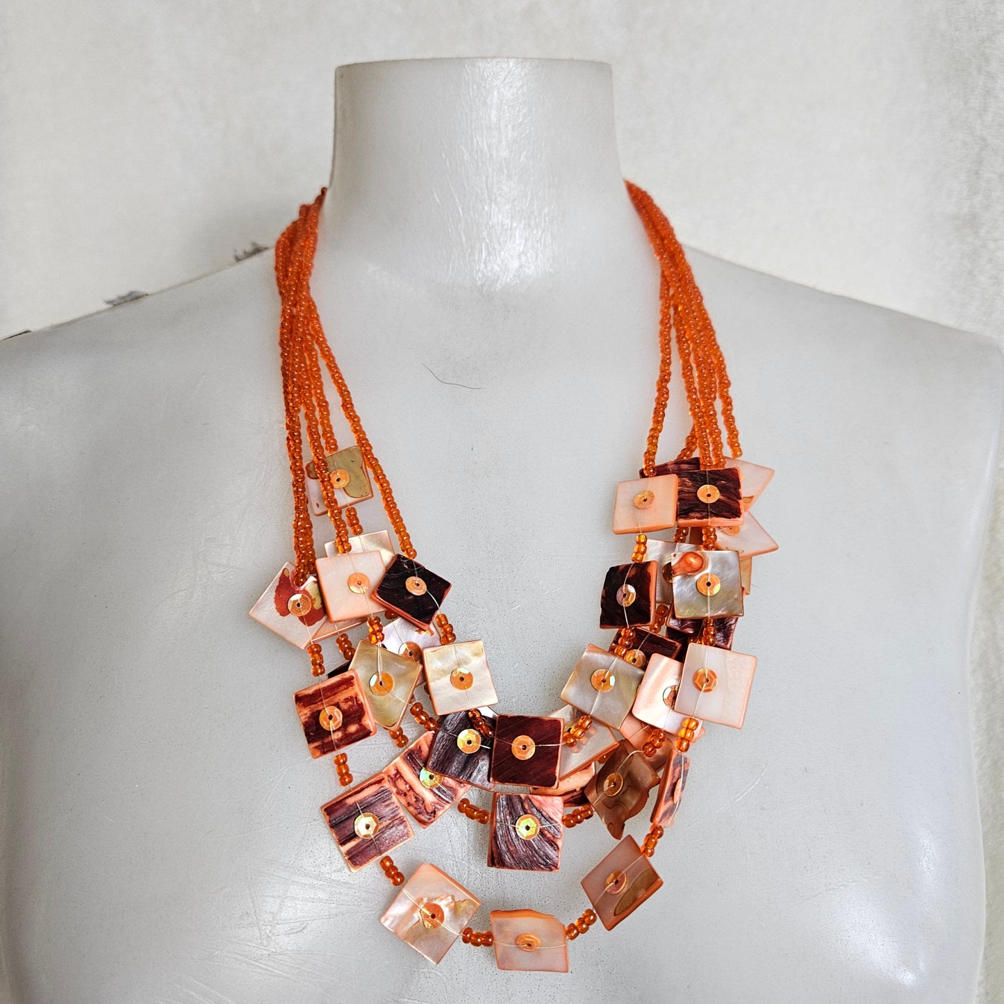 Orange multi-row necklace