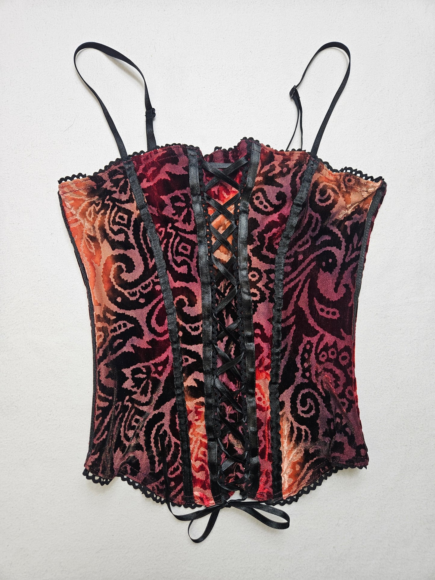 Haut esprit corset motif velours ras