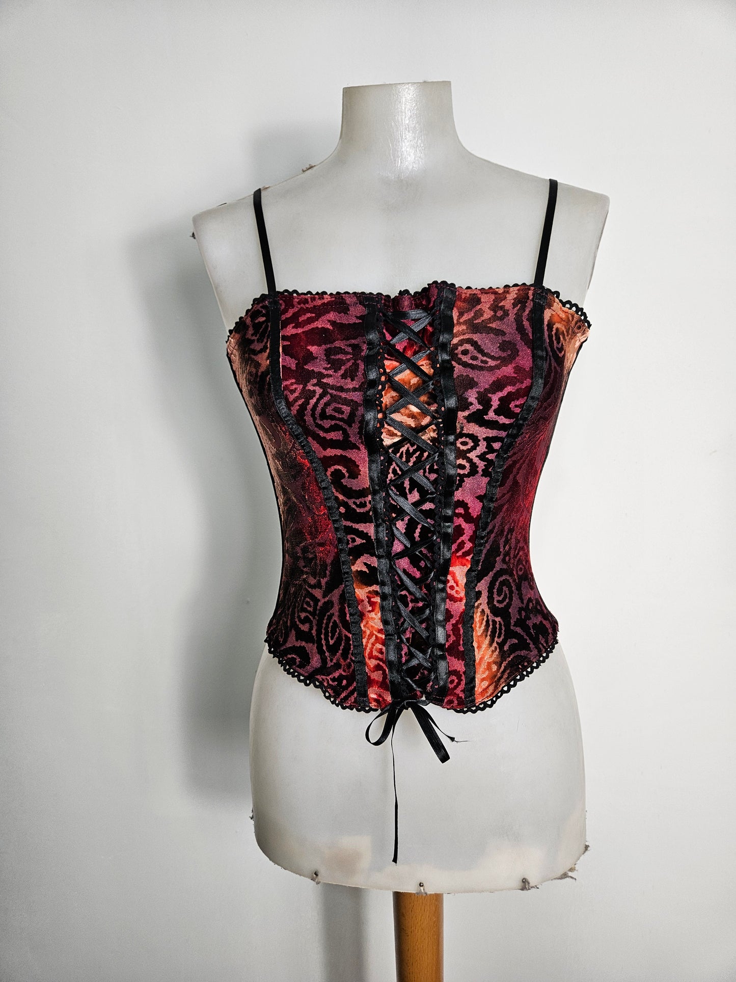 Haut esprit corset motif velours ras