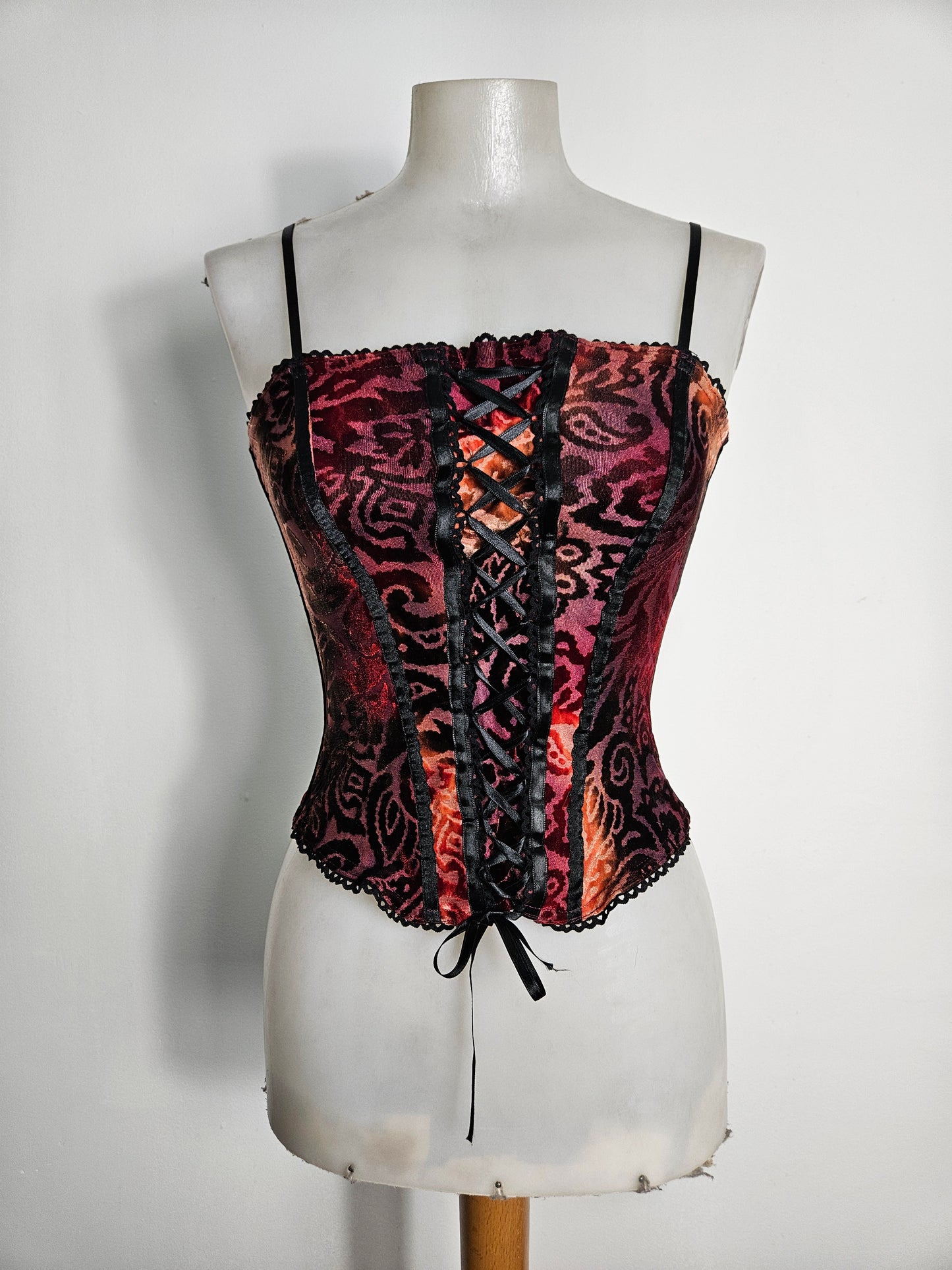 Haut esprit corset motif velours ras