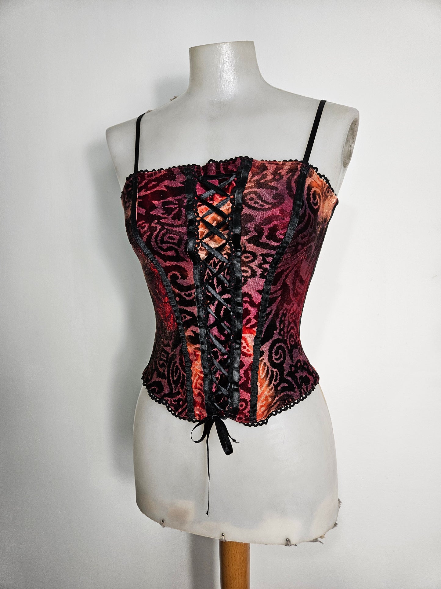 Haut esprit corset motif velours ras