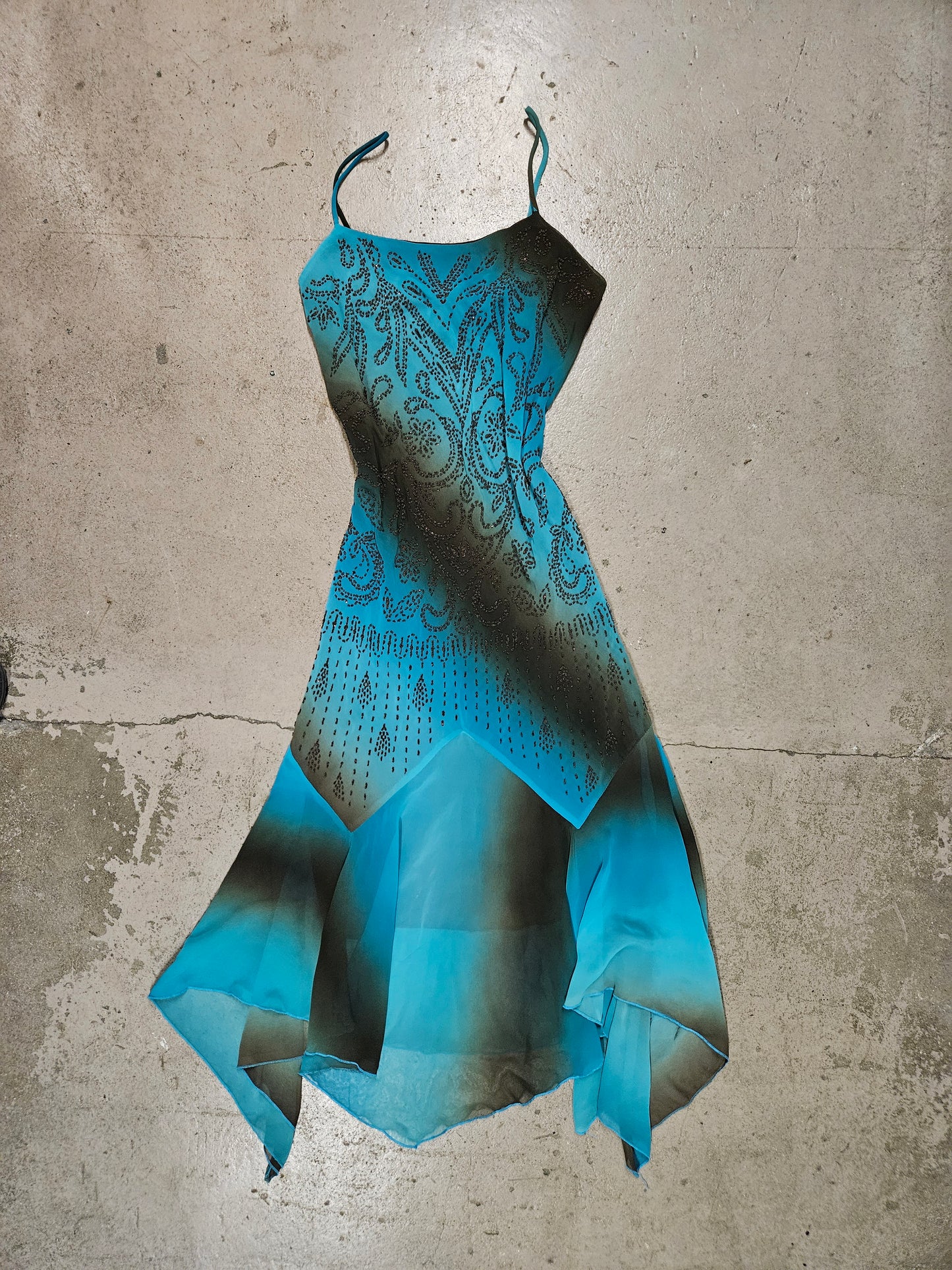 Vestido degradado azul y marrón