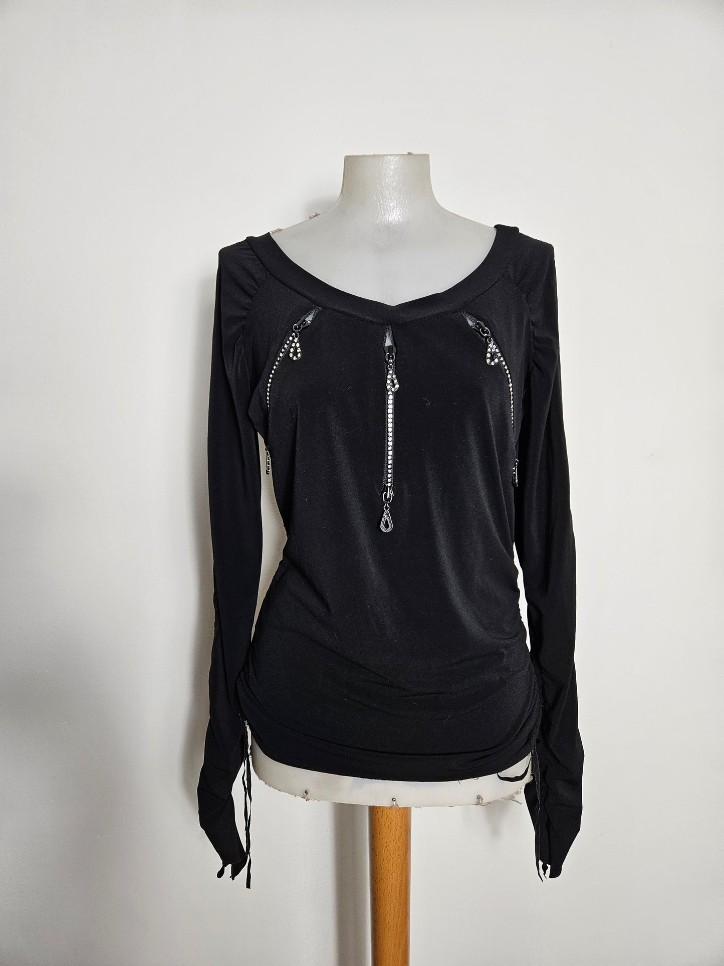 Haut plissé détails zip