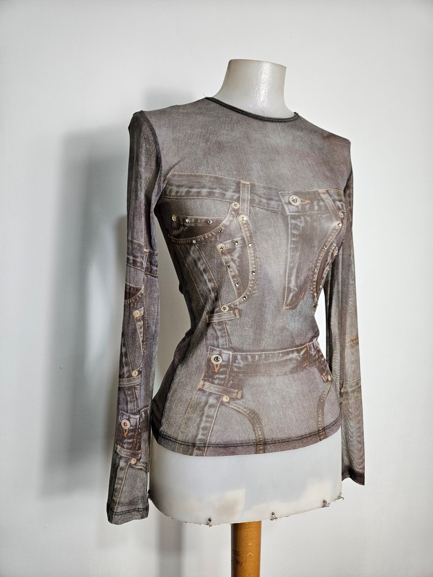 Haut en voile motif denim