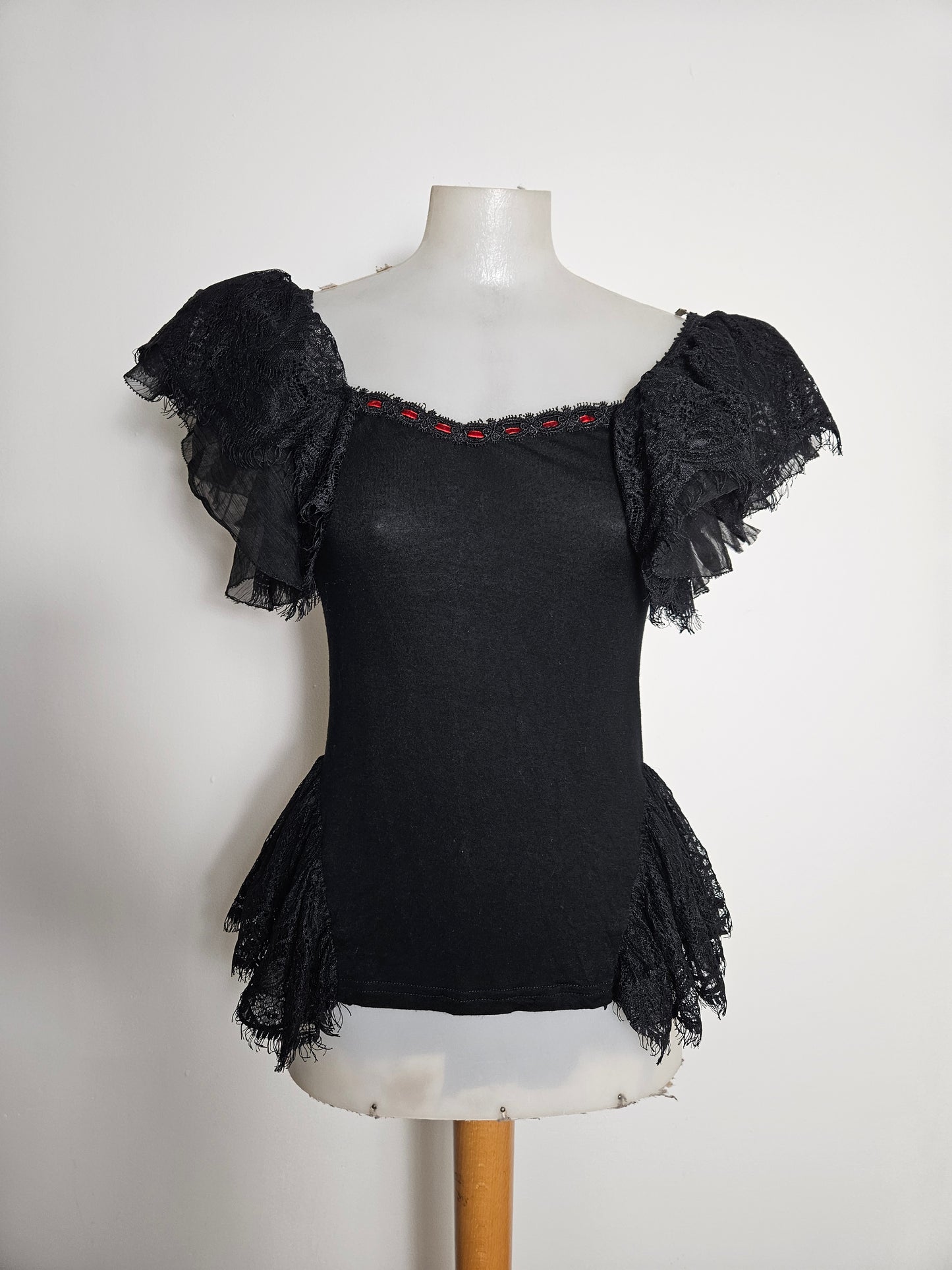 Haut détails dentelle Punk Rave