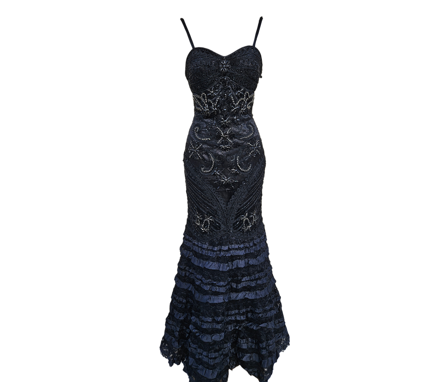 Robe maxi noire brodée