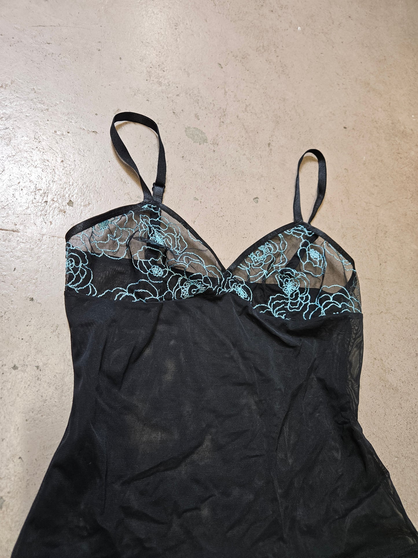 Black and blue voile top