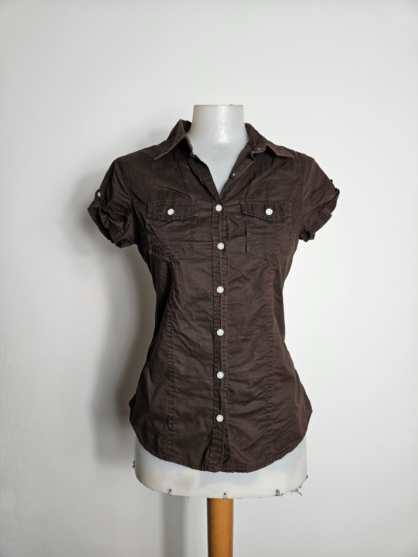 Chemise manches courtes marron