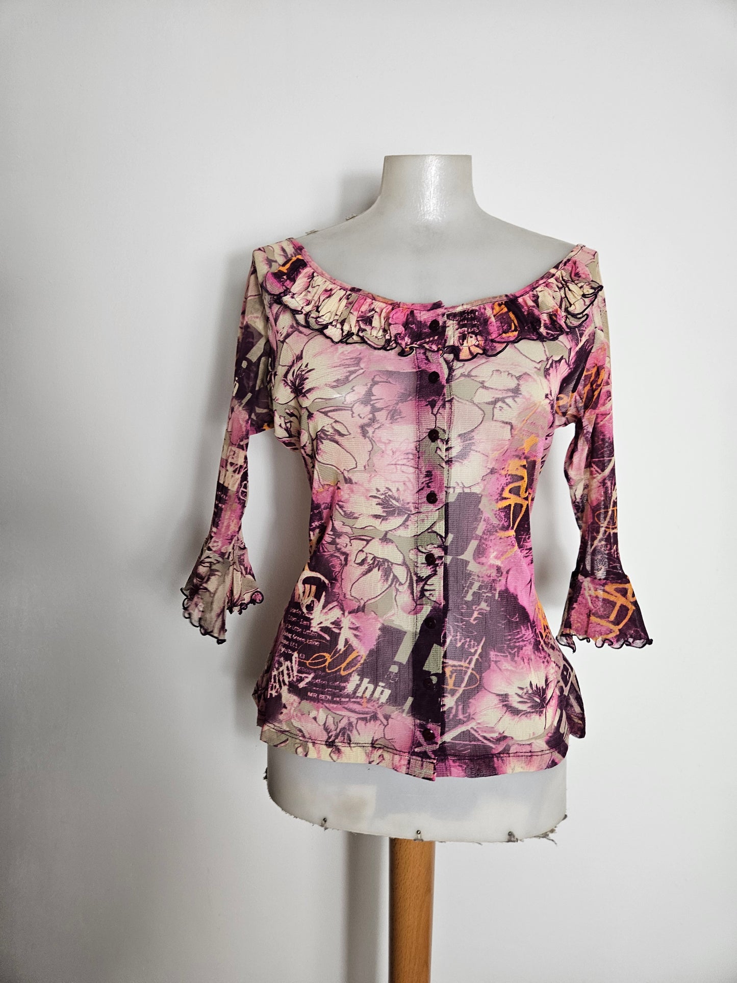 Haut en voile motif floral