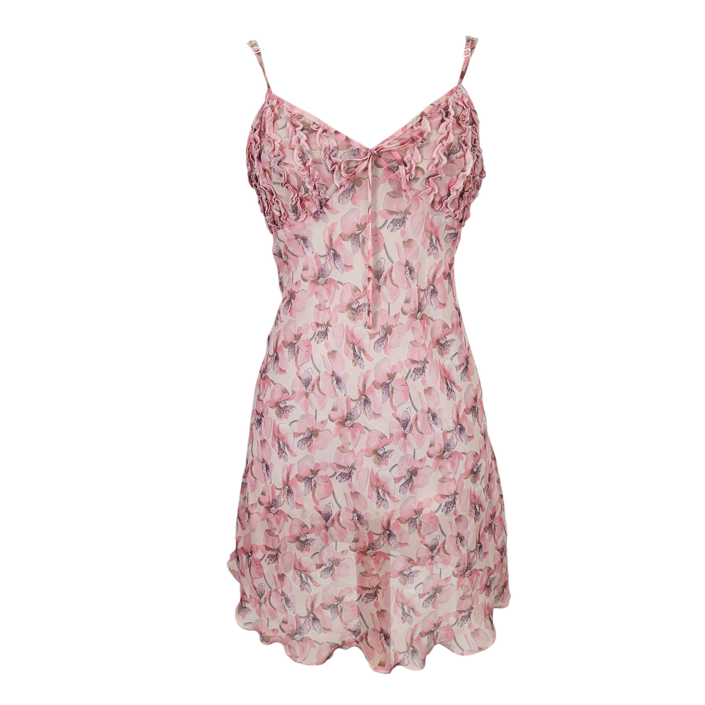 Nuisette en voile fleuri rose