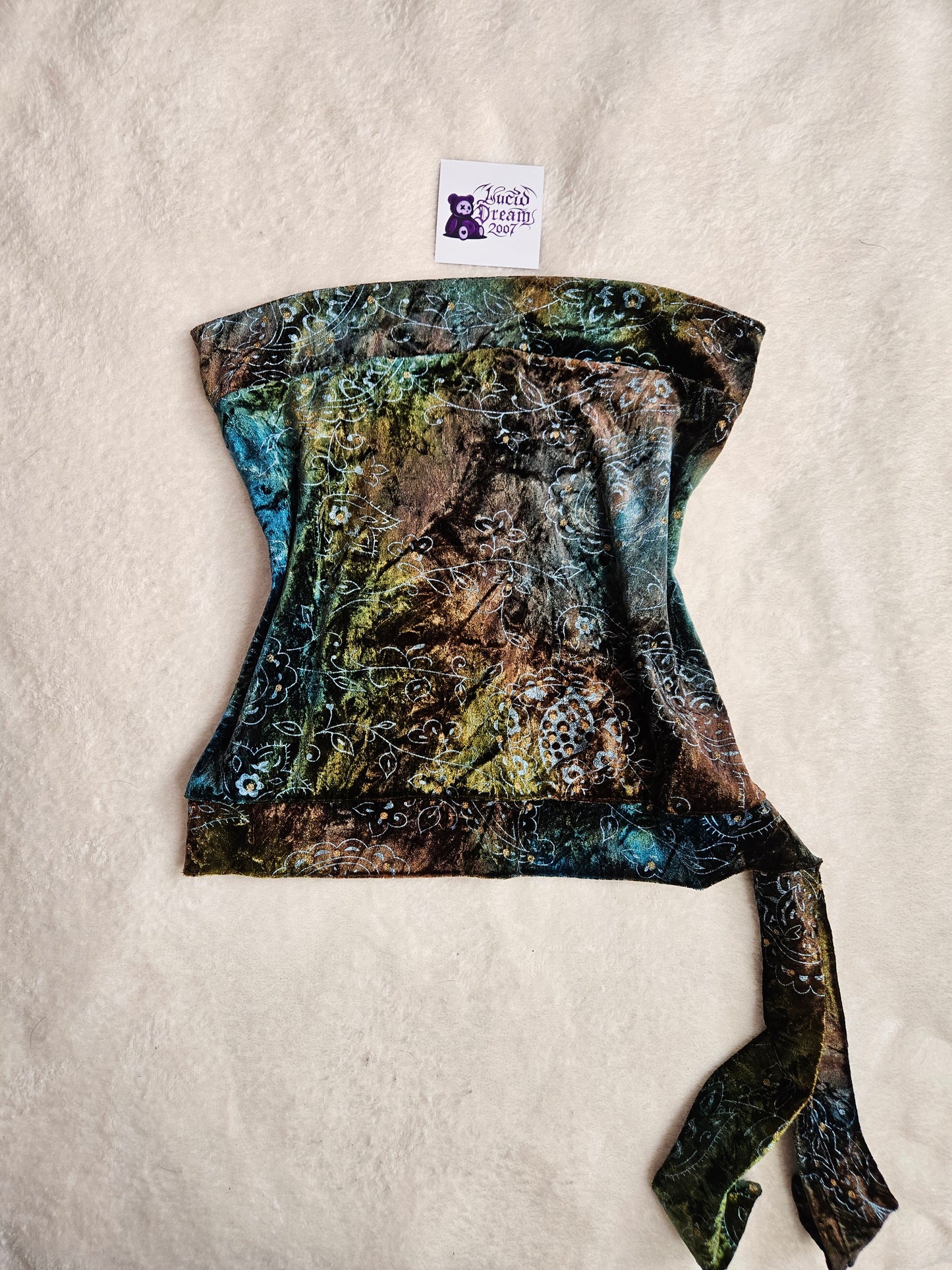 Bustier en velours ras à arabesques