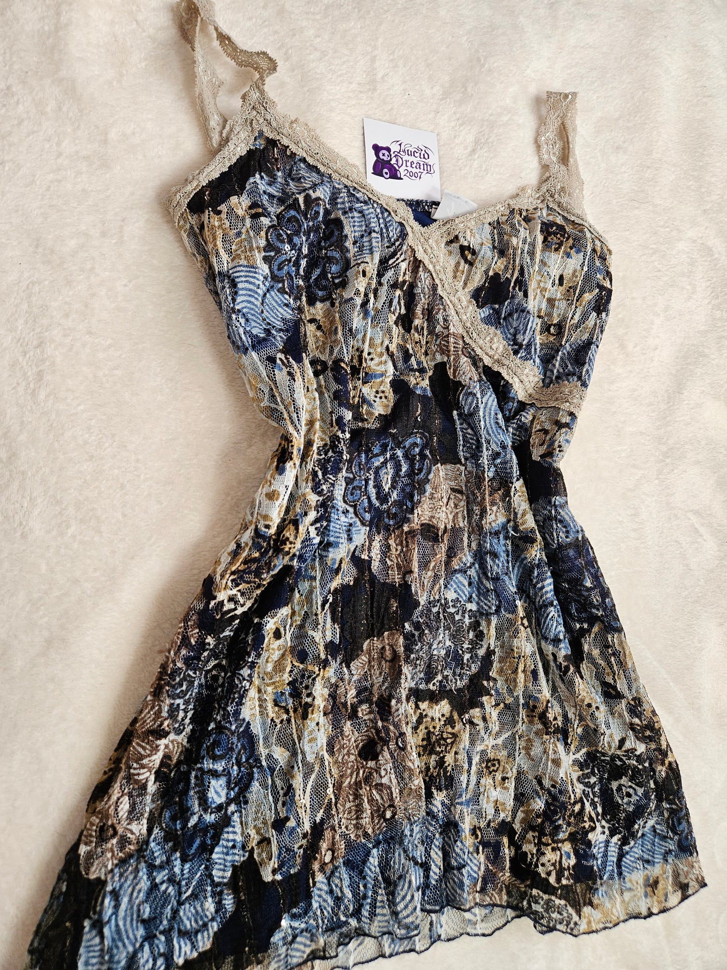 Blue voile top with sequins