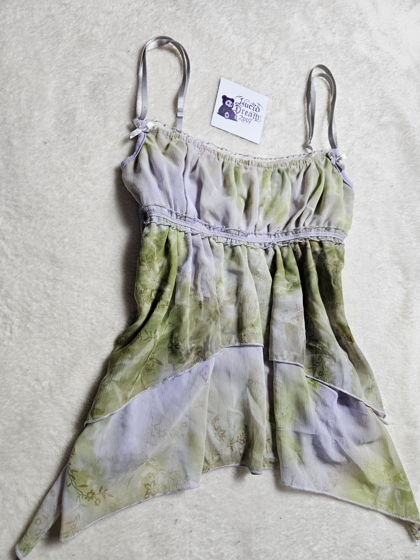 Haut en voile lila et vert