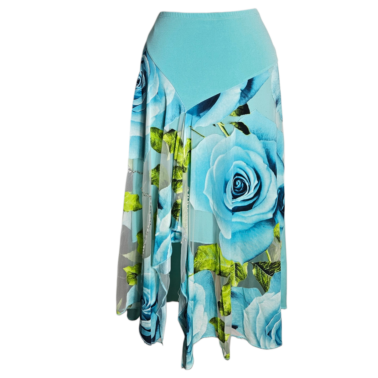 Jupe asymétrique bleue motif florale (Copie)