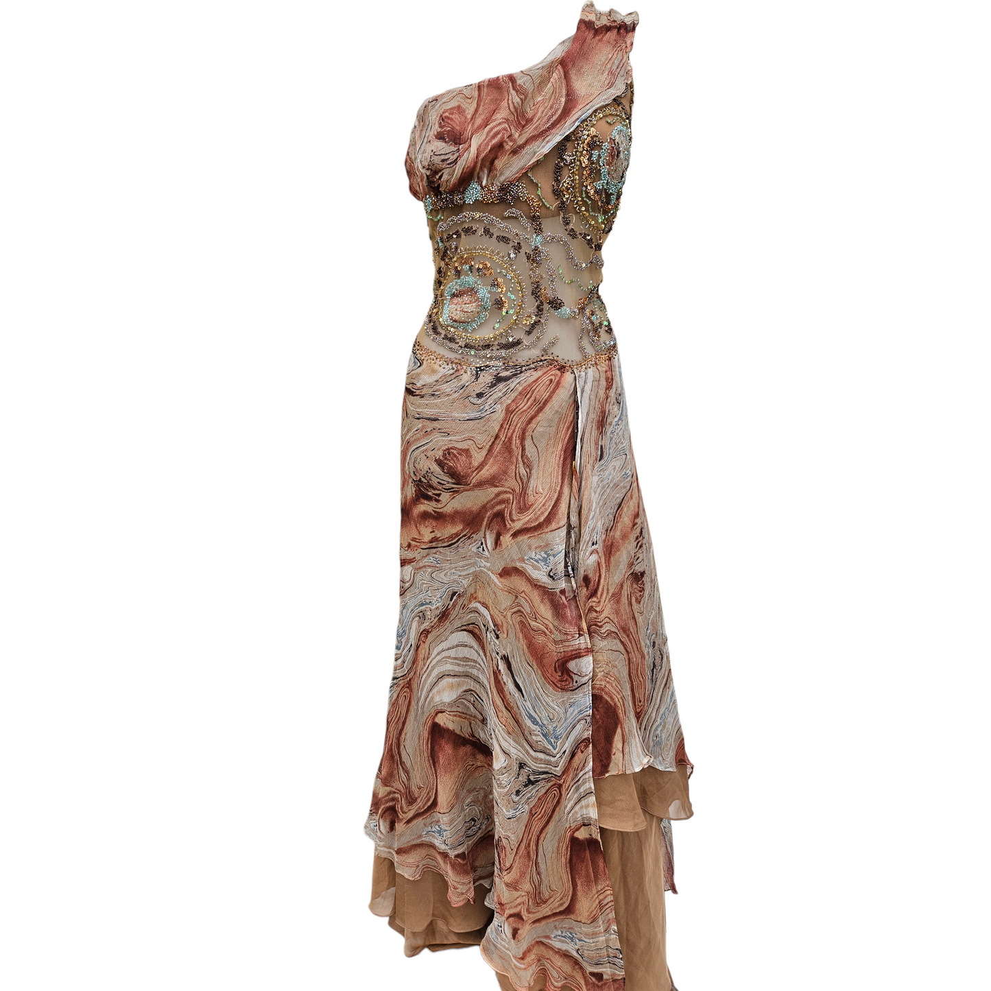 Maxi robe en soie brodée