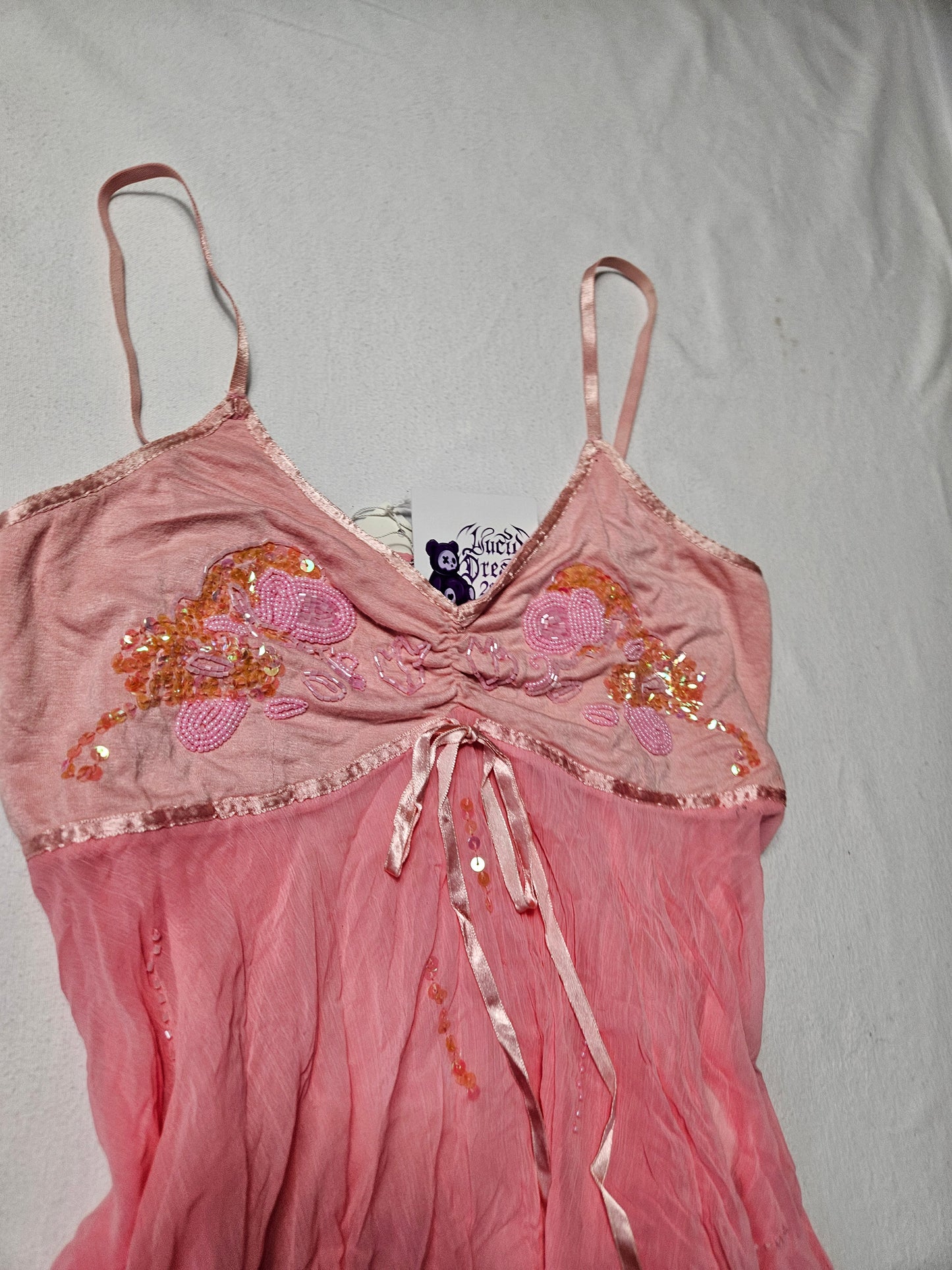 Haut en voile asymétrique rose