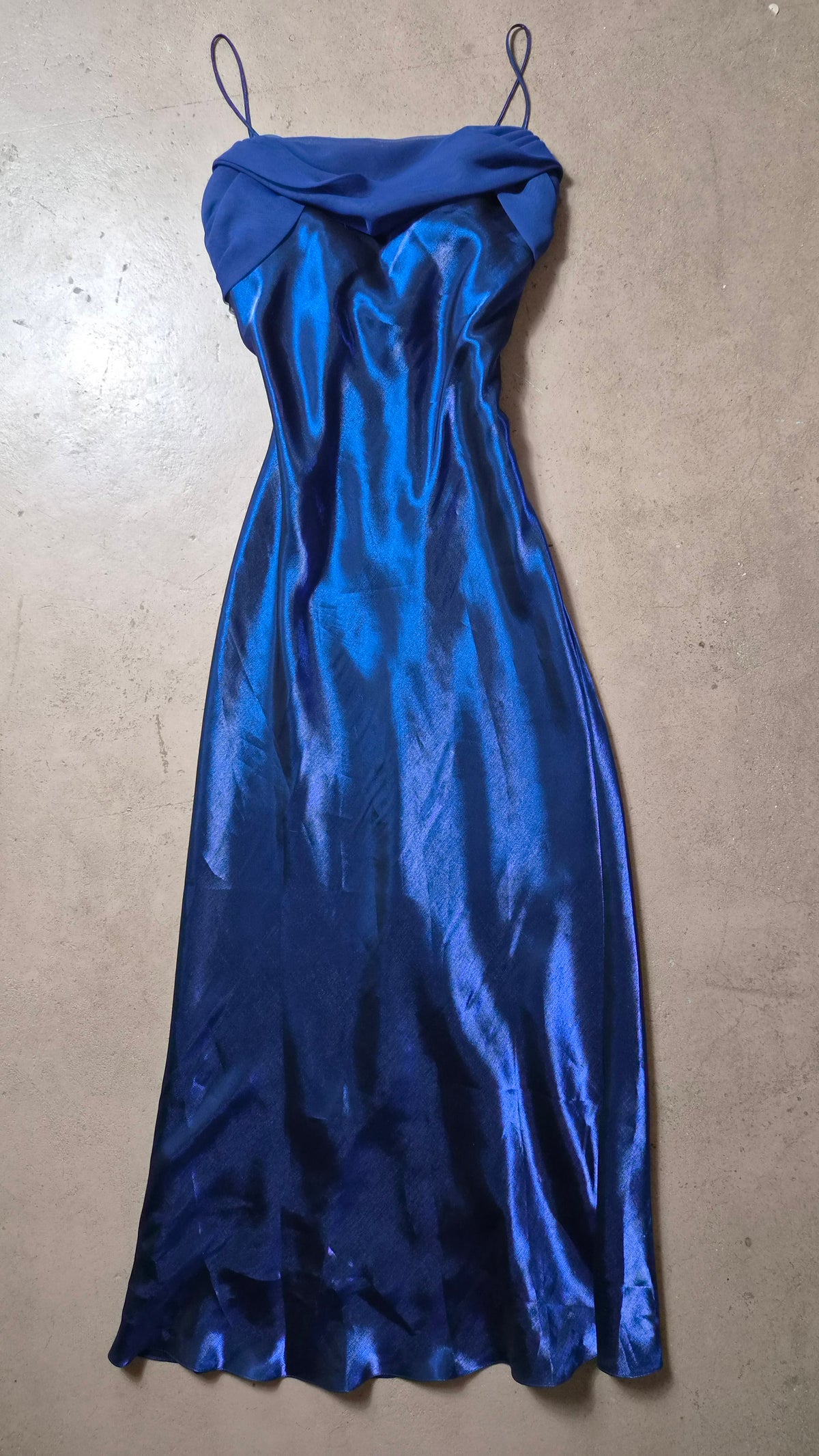 Midnight blue satin dress