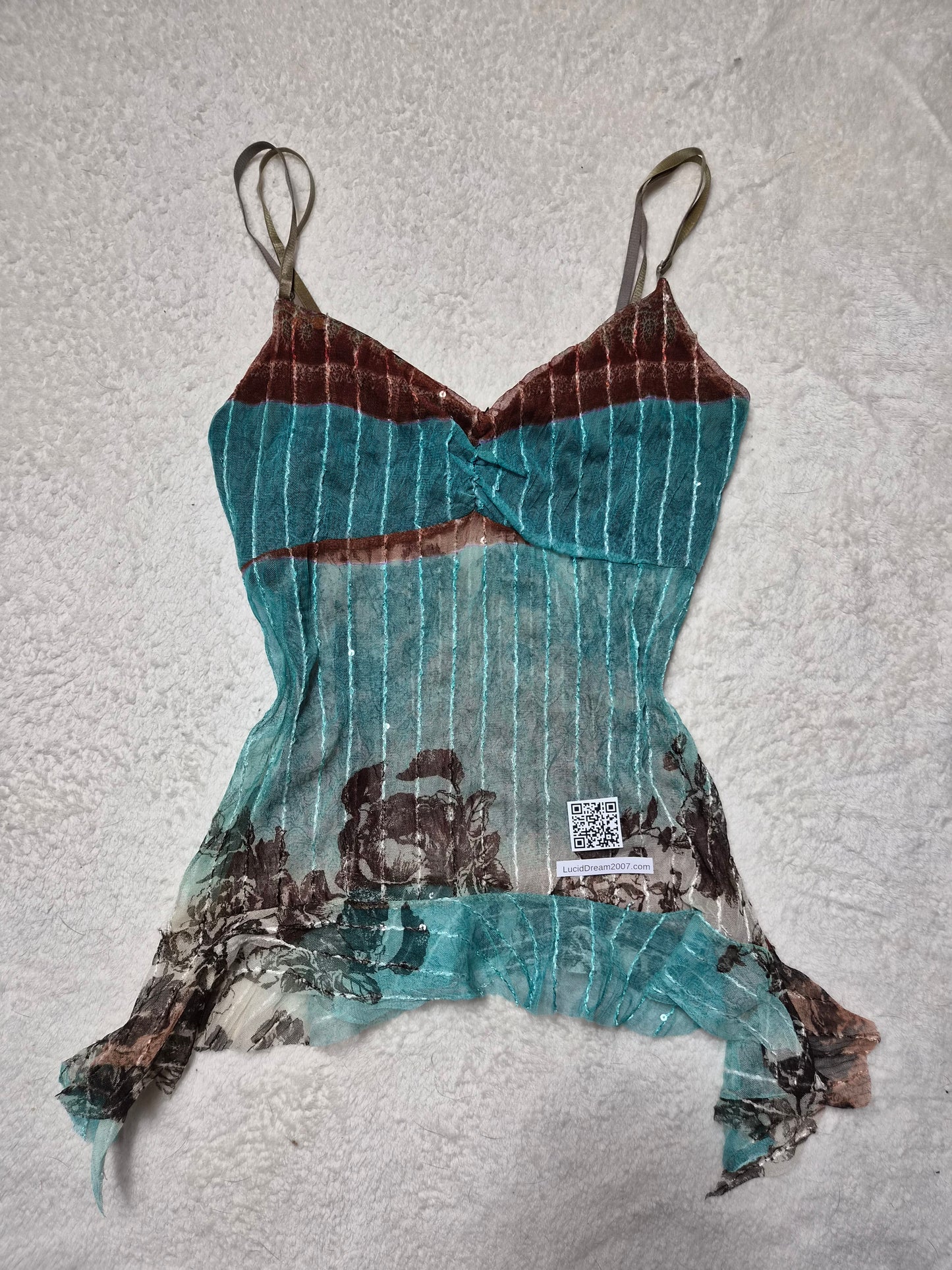 Haut en voile tons bleu et marron
