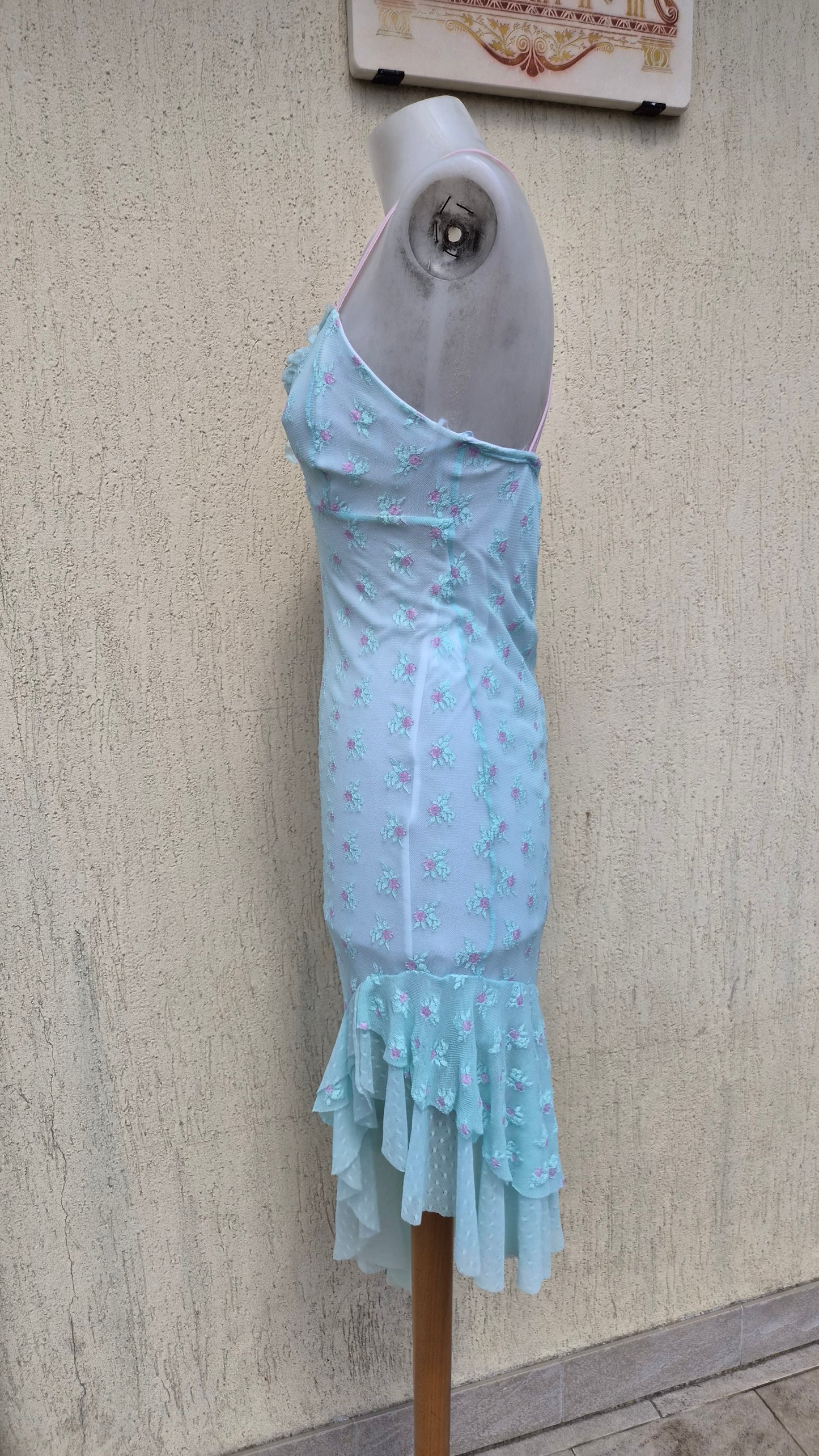 Blue and black lace dress