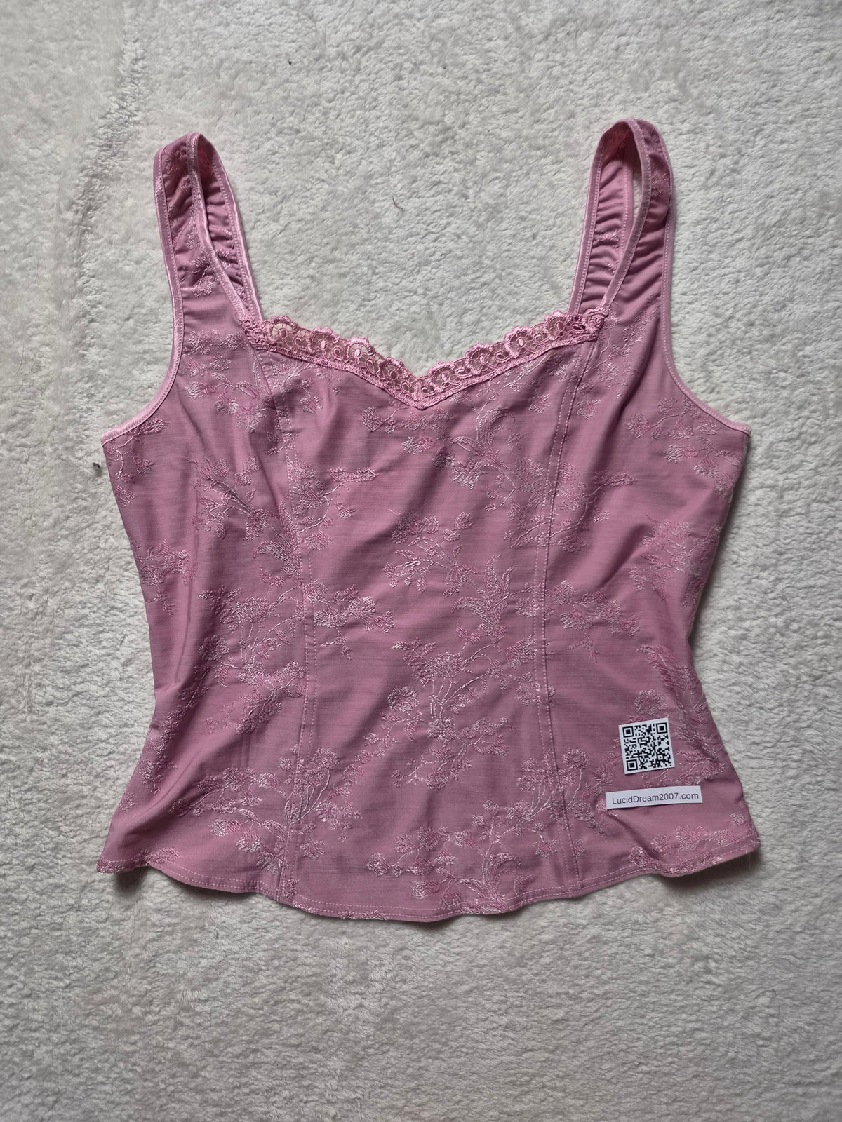 Haut motif arabesques rose