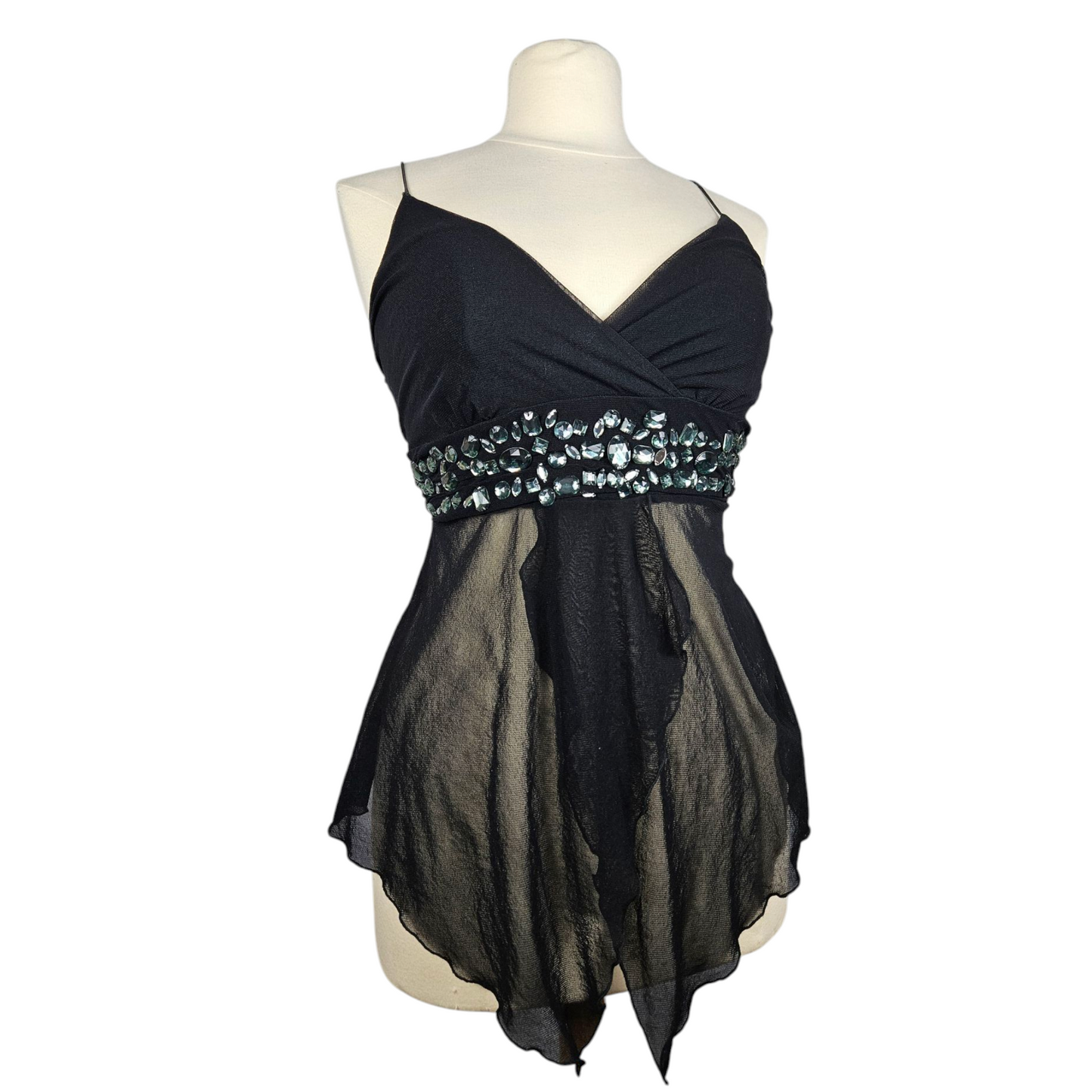 Top asymétrique brodé de pierres