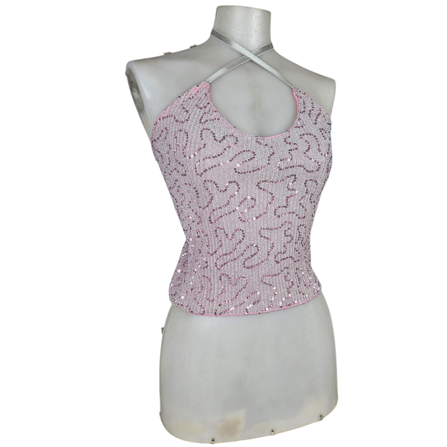 Top à sequins rose clair