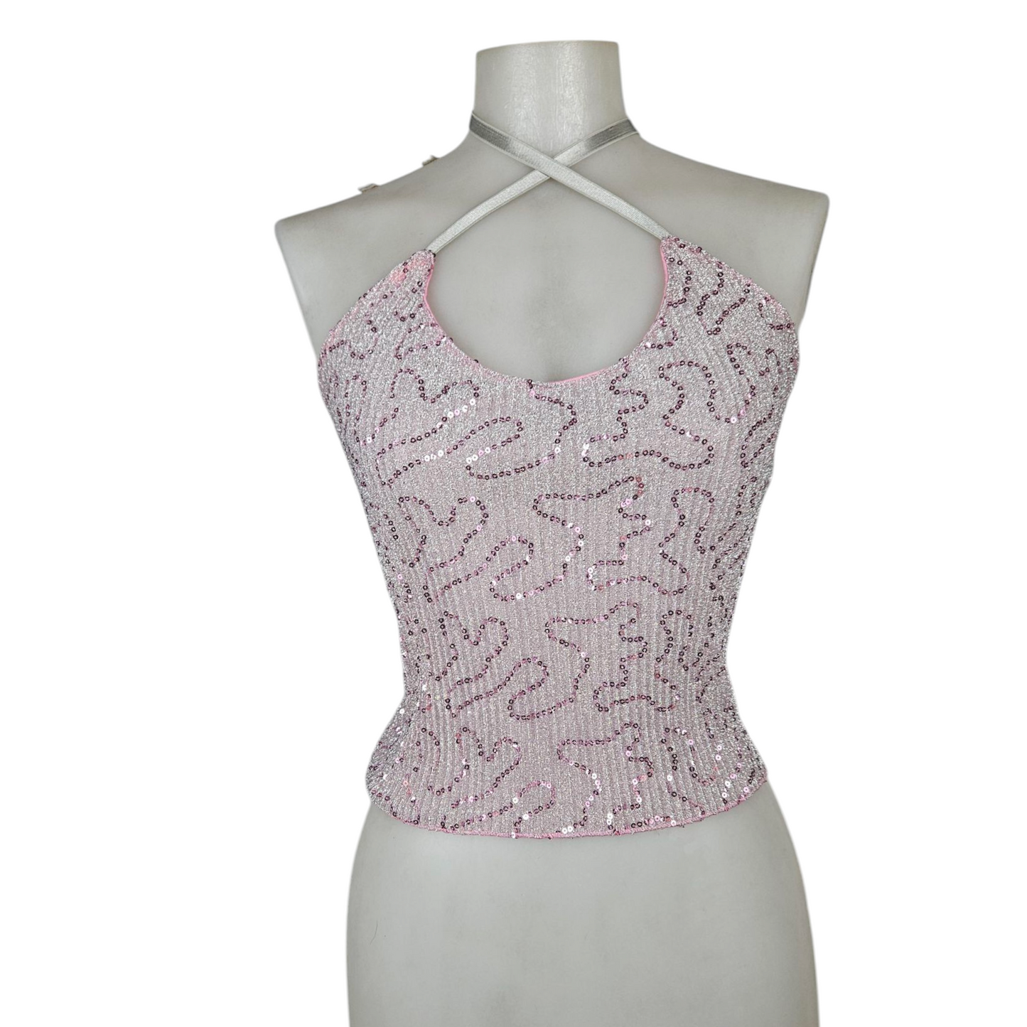Top à sequins rose clair