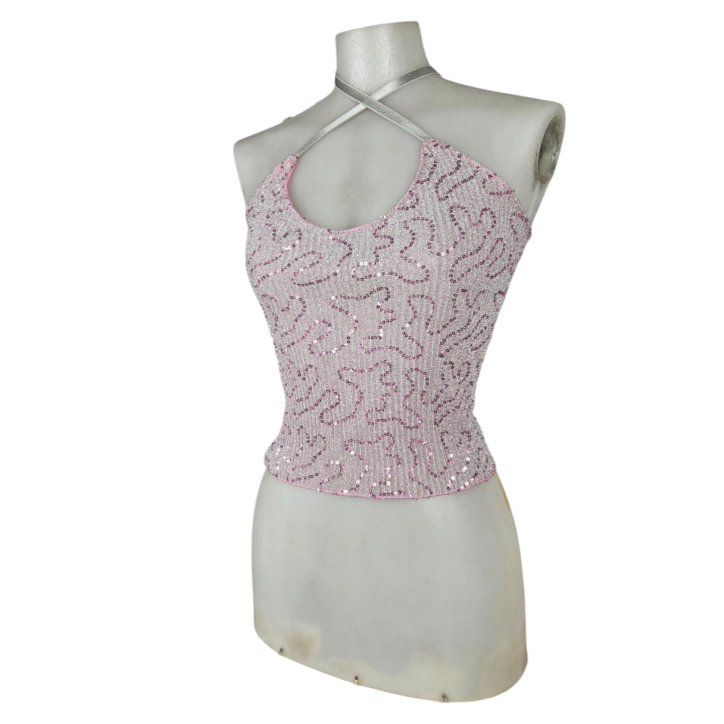 Top à sequins rose clair
