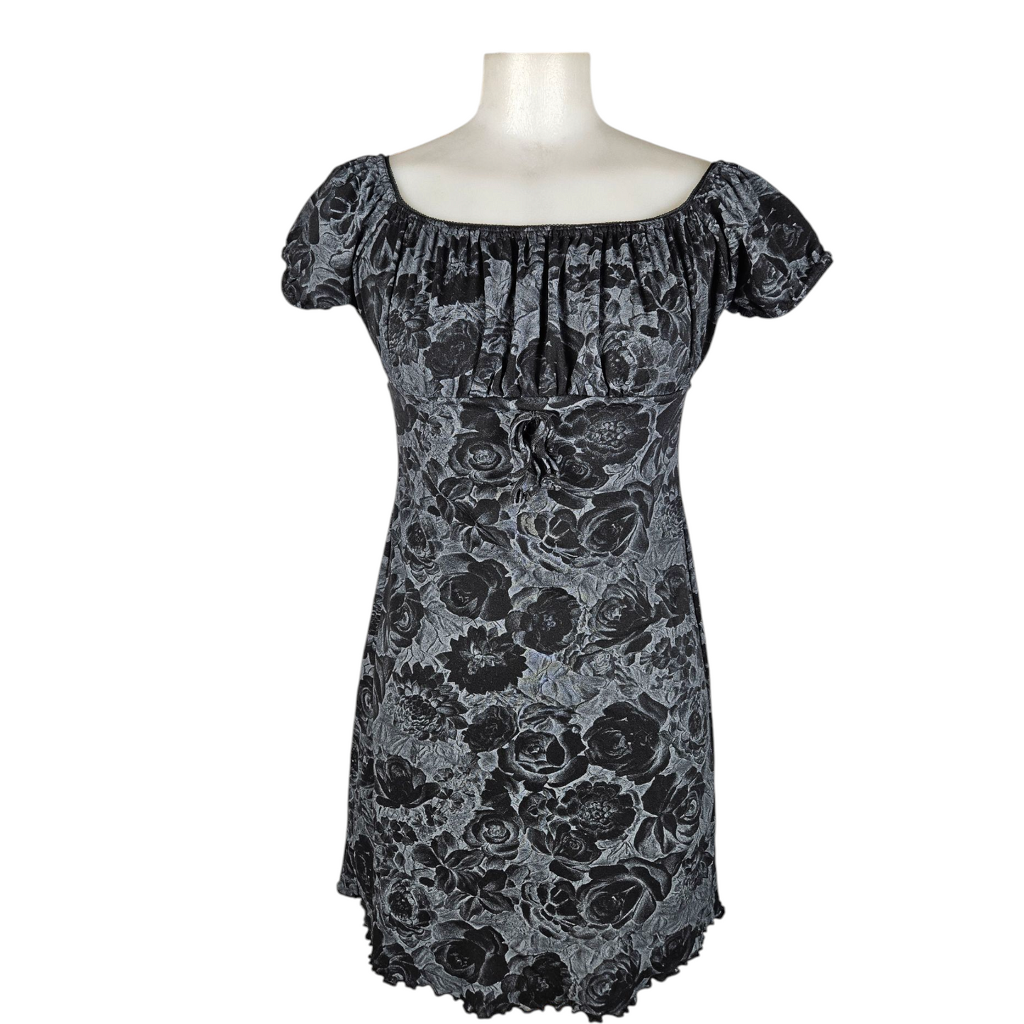 Robe fleurie grise et noire