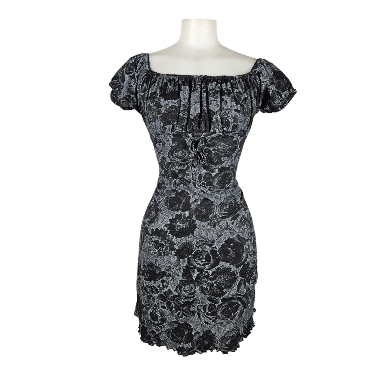 Robe fleurie grise et noire