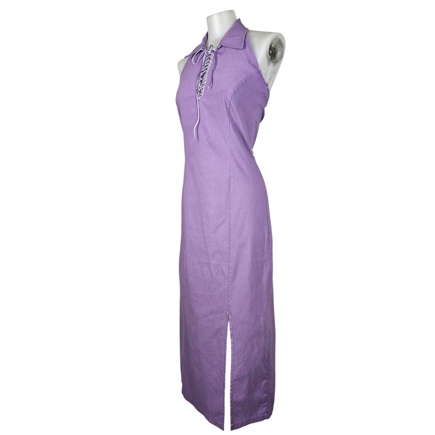 Robe dos nu col montant et laçage