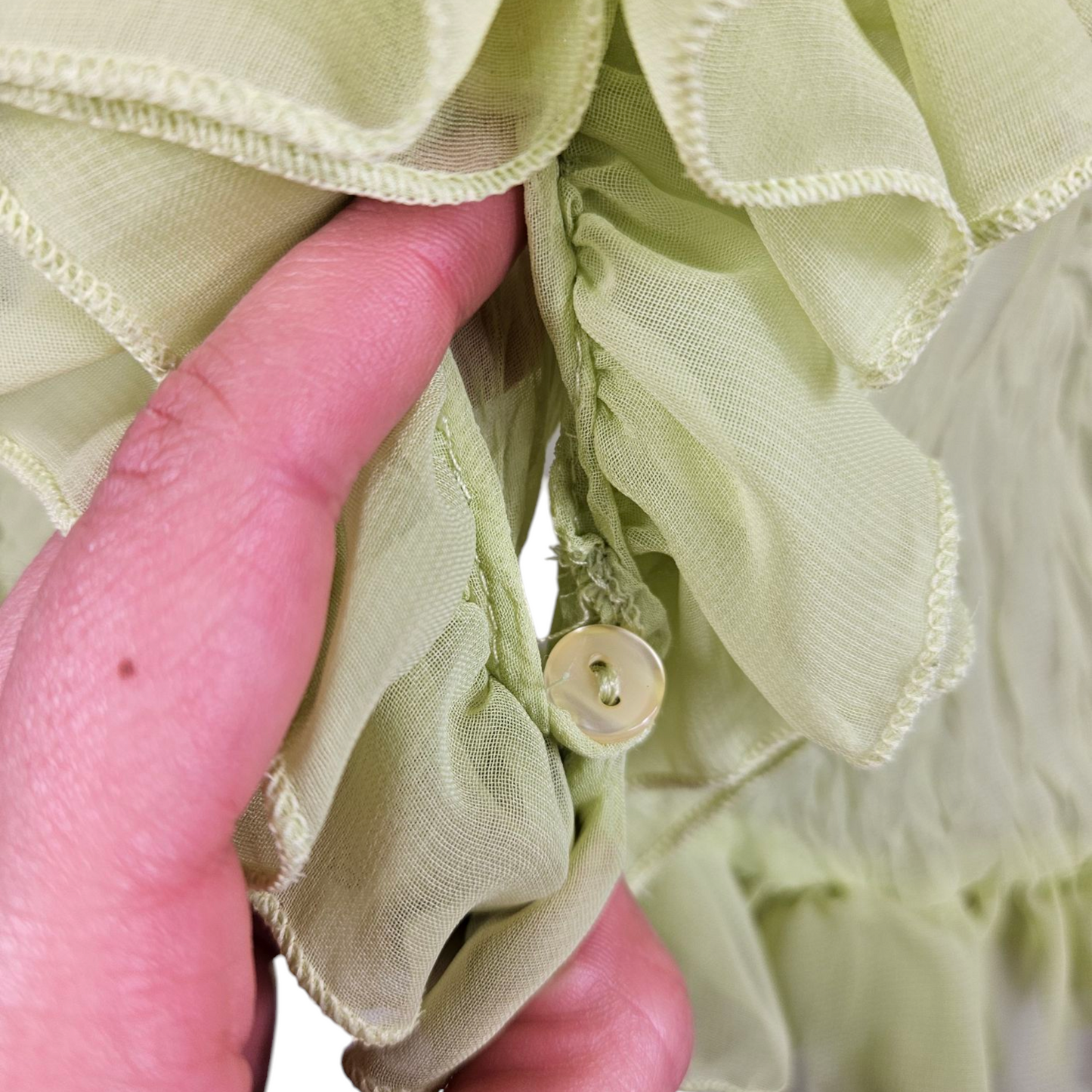 Apple green frilly voile shirt