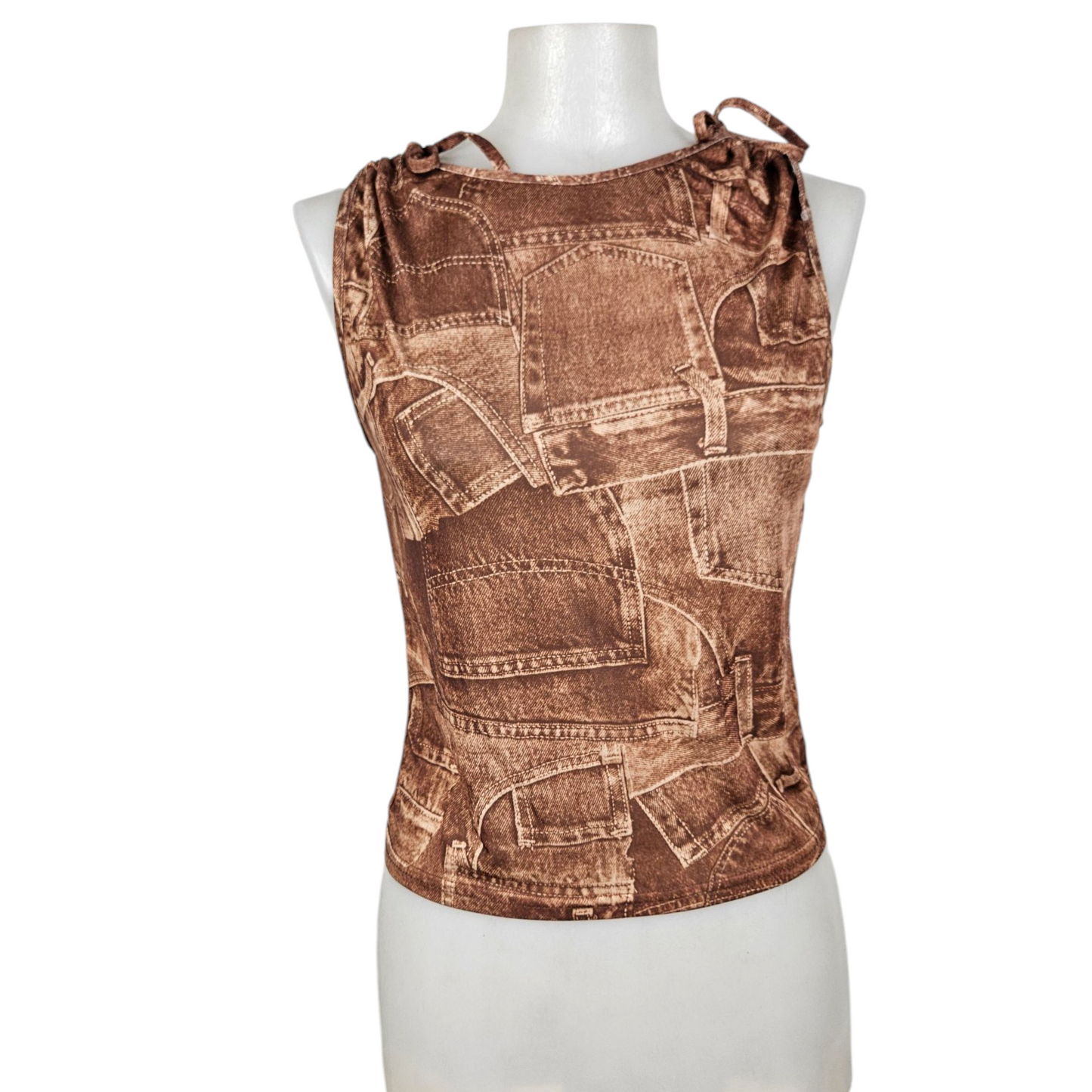 Top patchwork denom marron