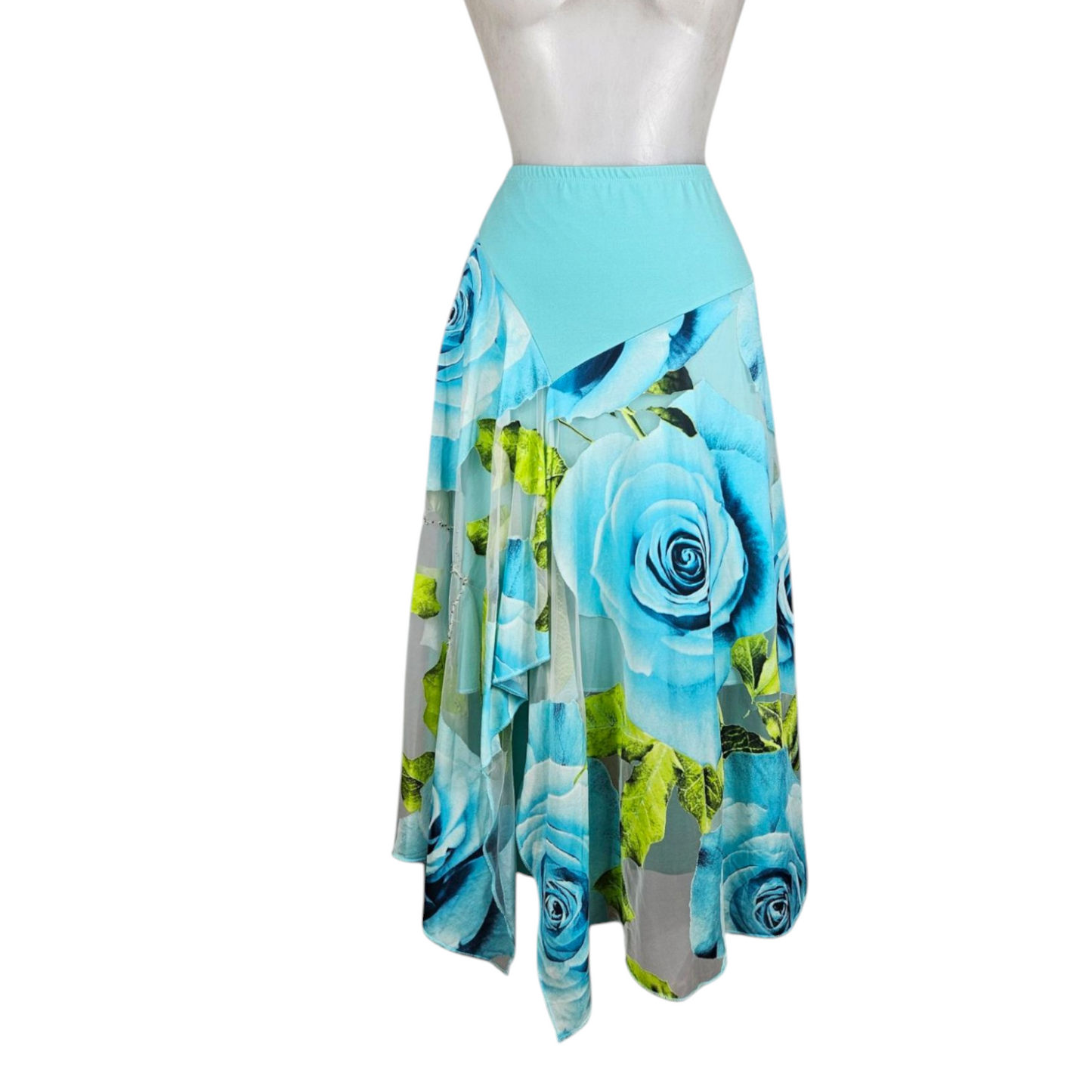 Jupe asymétrique à motif floral