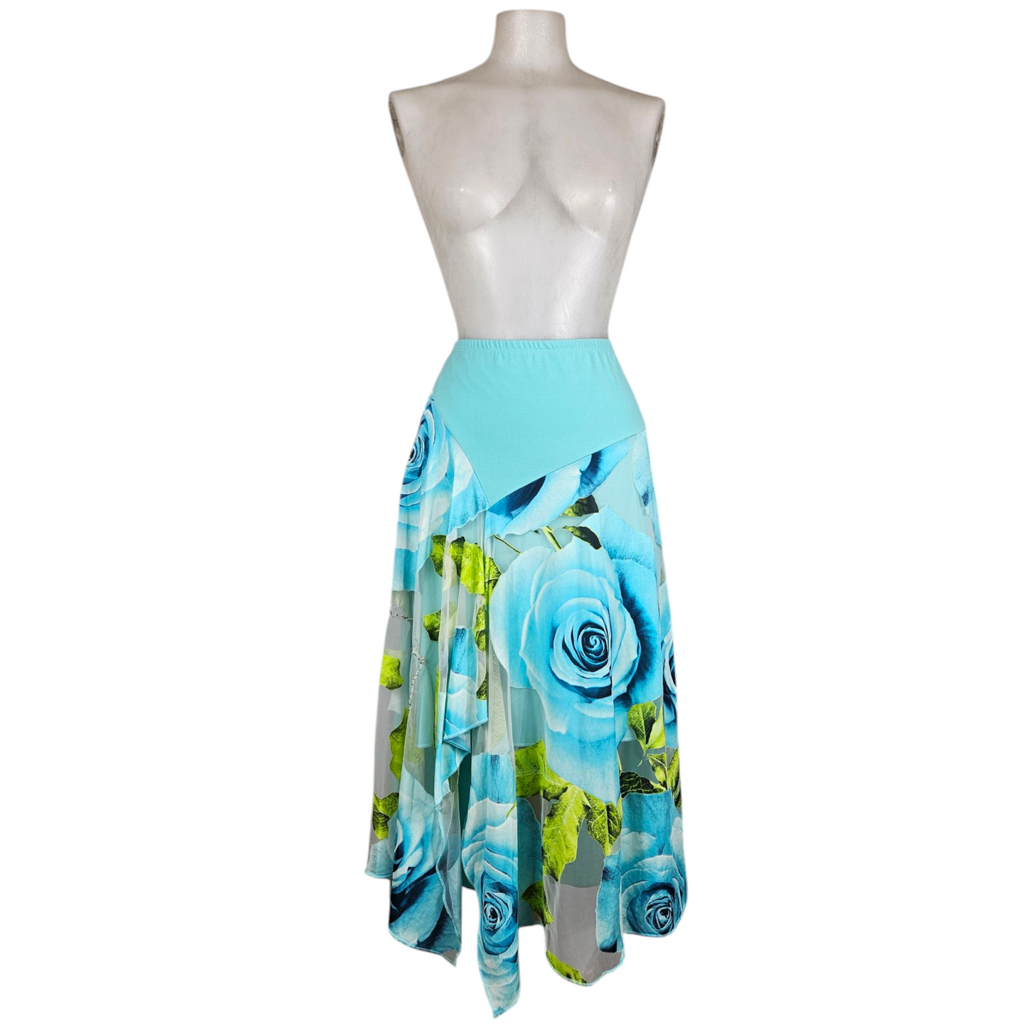 Jupe asymétrique à motif floral