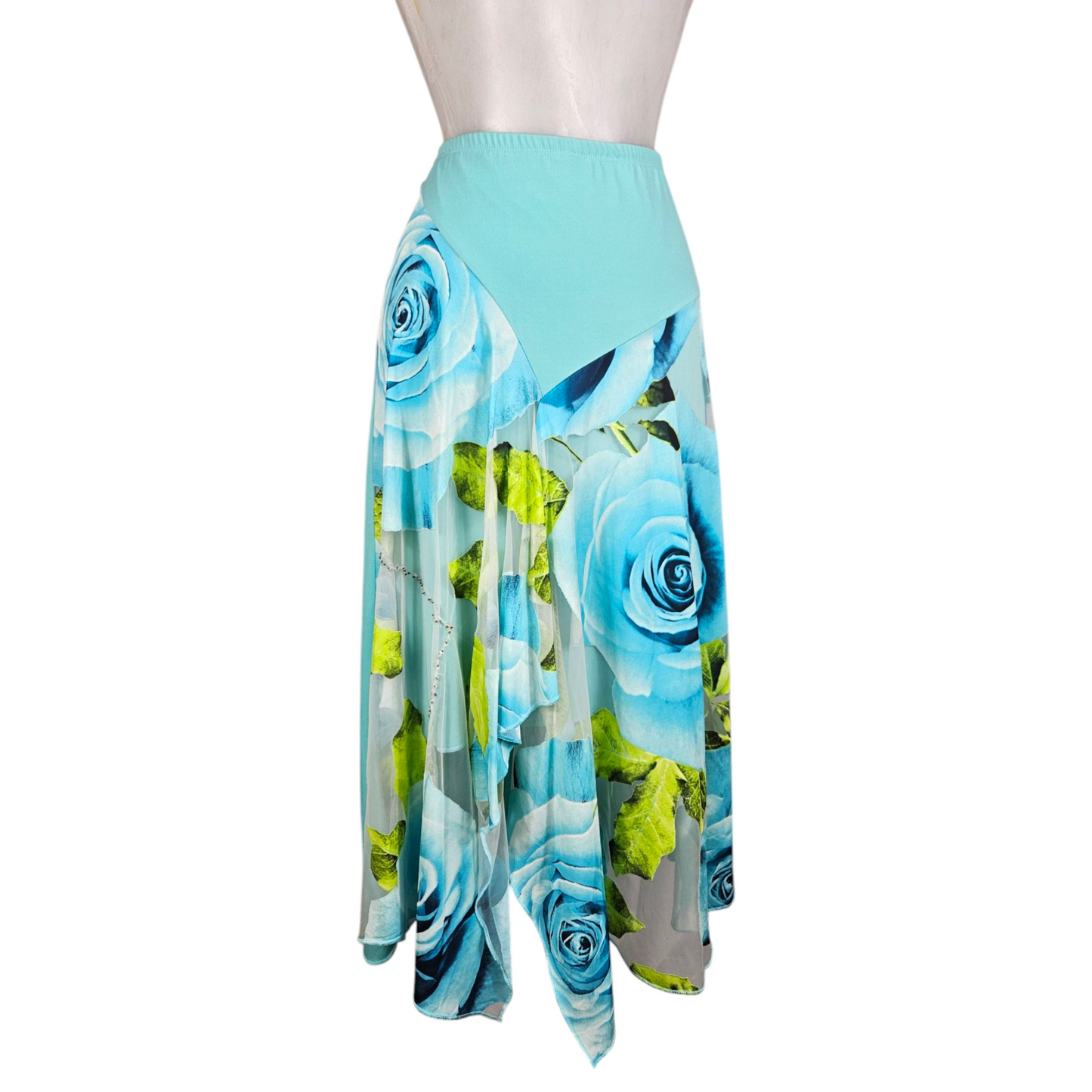 Jupe asymétrique à motif floral
