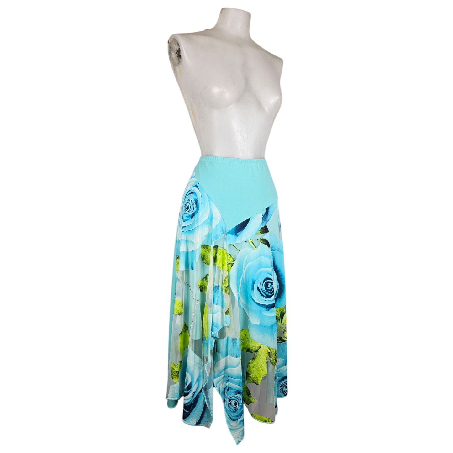 Jupe asymétrique à motif floral