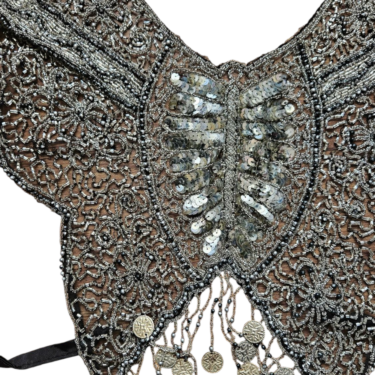 Dos nu brodé de perles et sequins