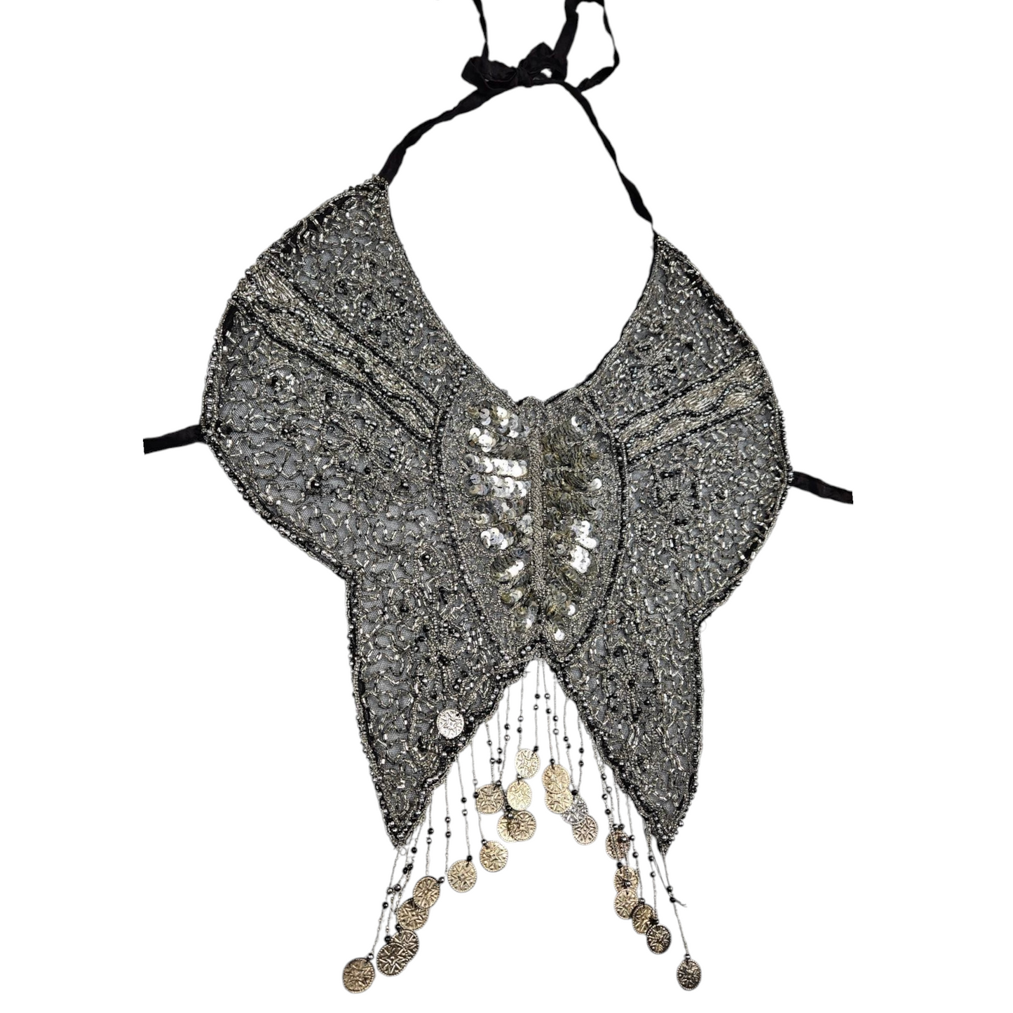 Dos nu brodé de perles et sequins