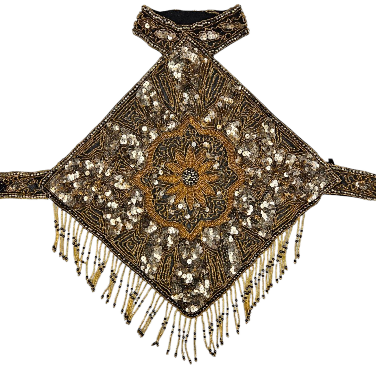 Haut dos nu brodé de perles et sequins doré