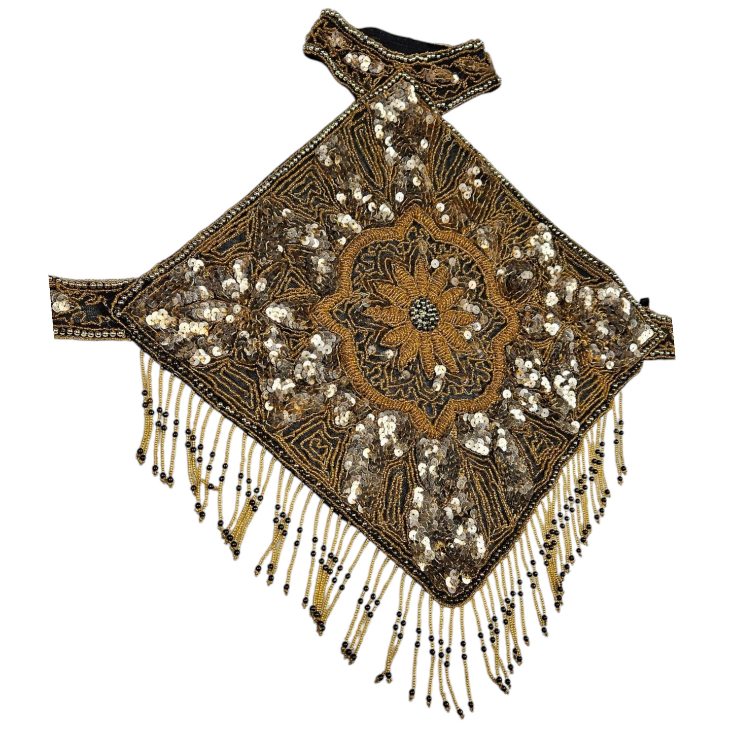 Haut dos nu brodé de perles et sequins doré