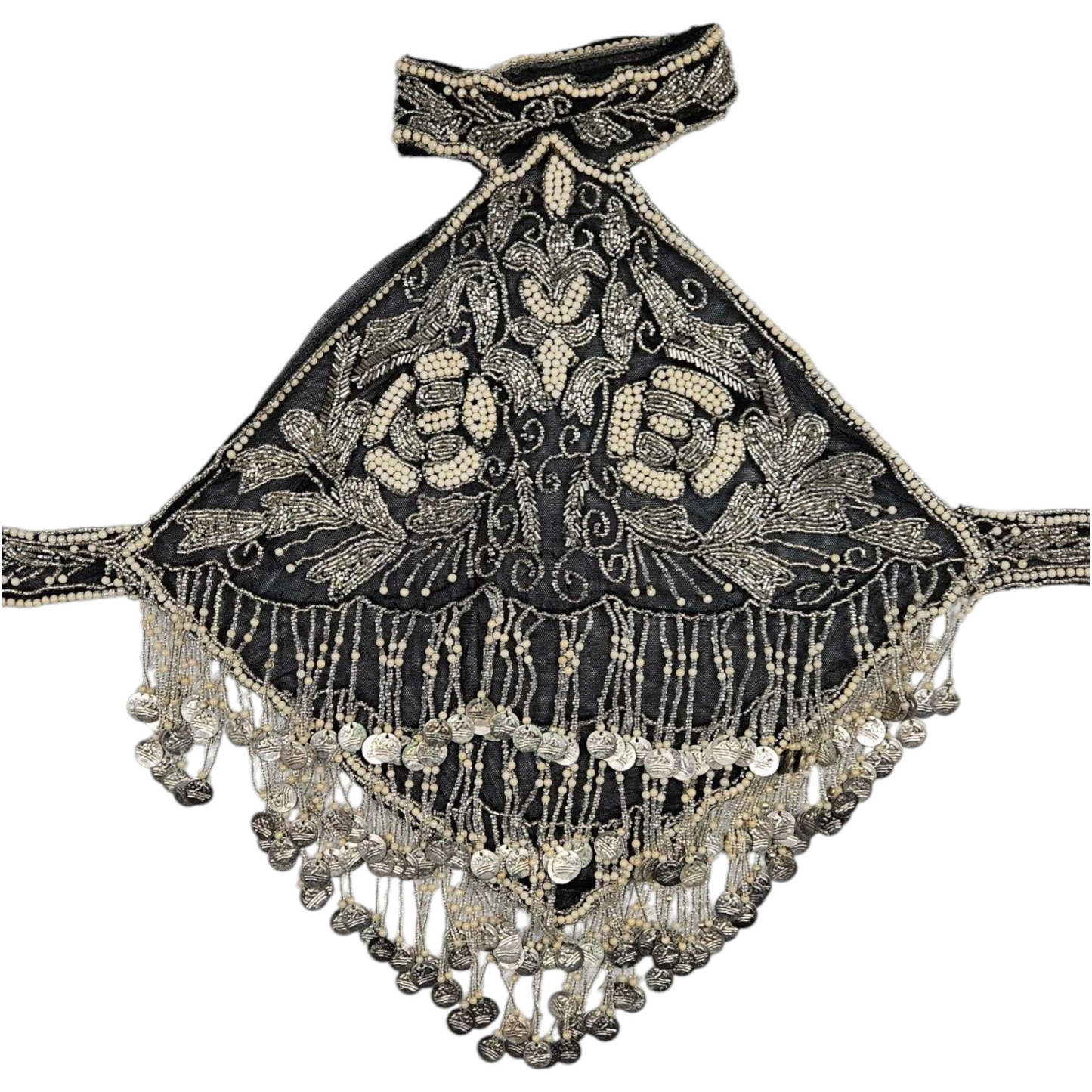 Haut dos nu brodé de perles en verre et sequins