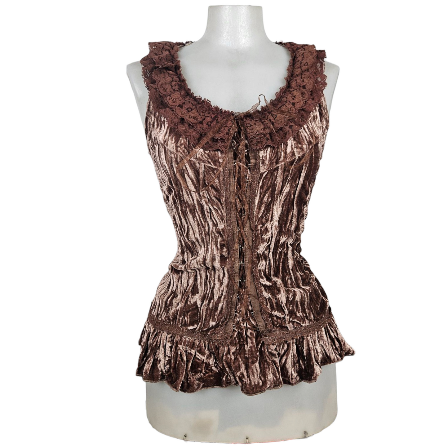 Corset-style top in velvet