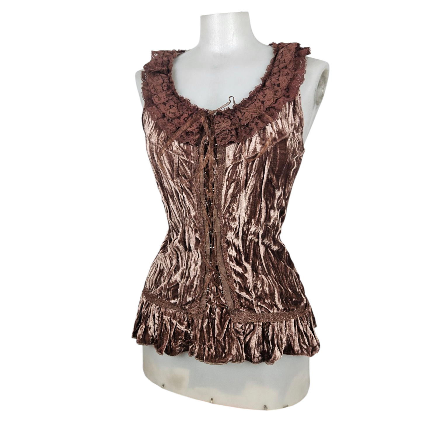 Corset-style top in velvet