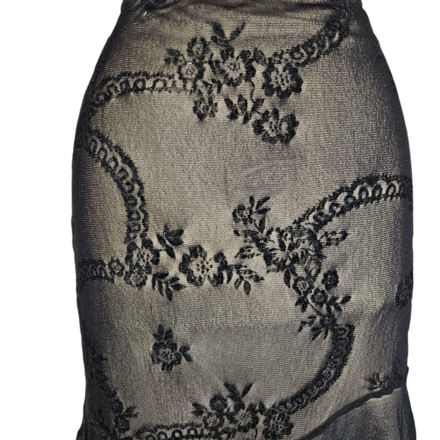 Jupe asymétrique en voile et dentelle