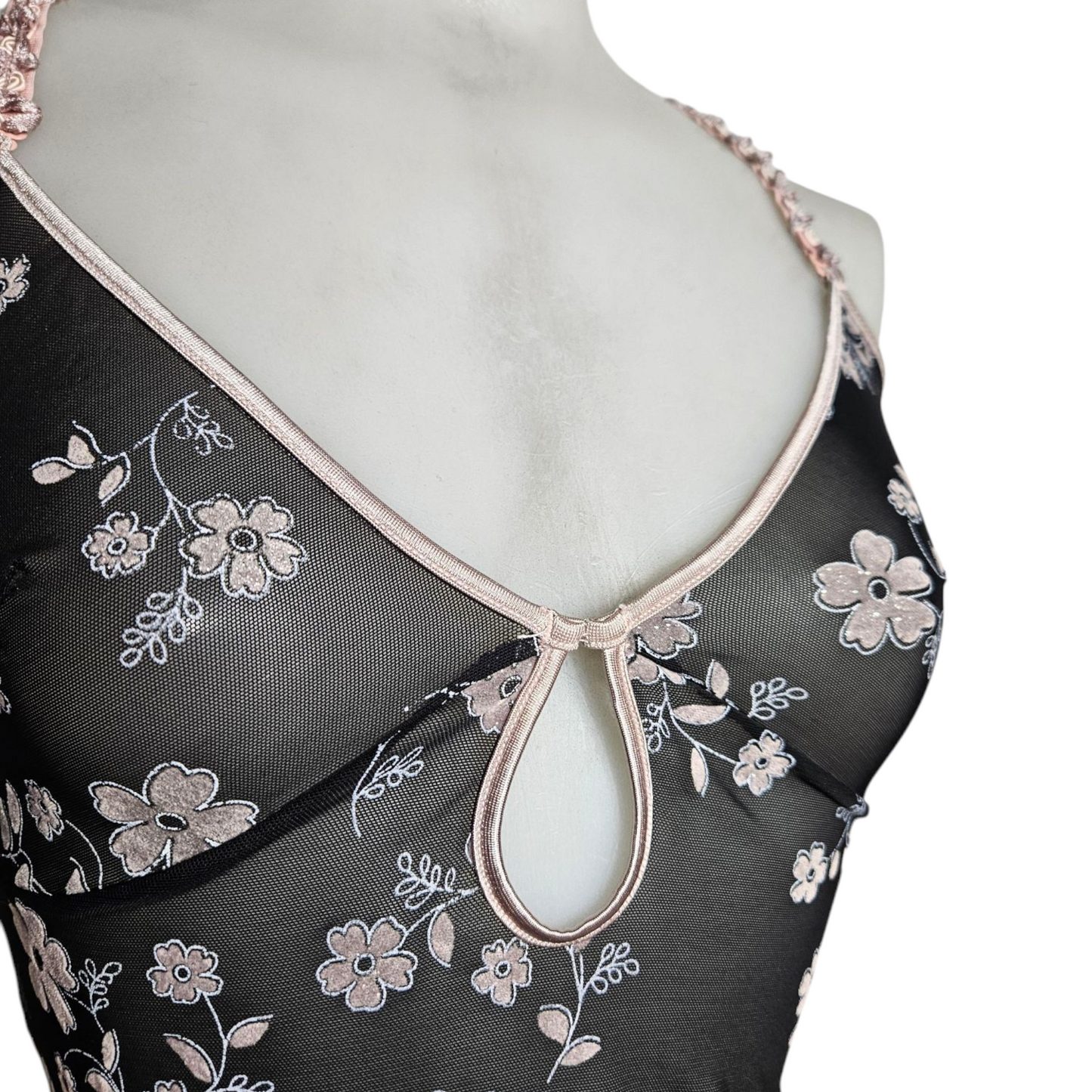Black floral voile top